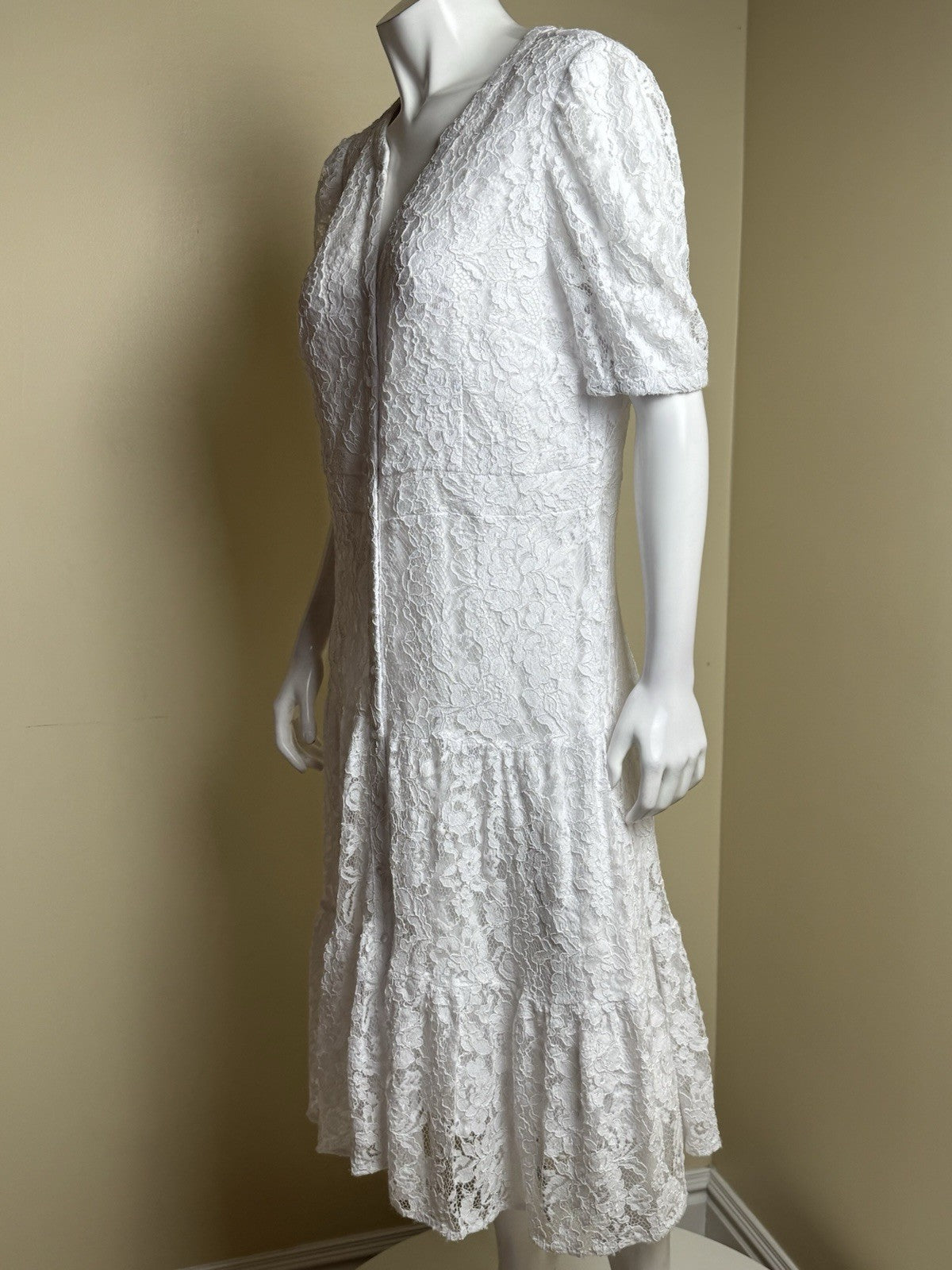 $168 NANETTE LEPORE Lace White Dress Sz 14 (B.169)