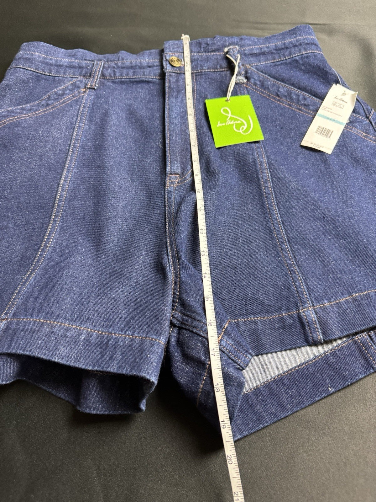 $79 Sam Edelman Sydney Kaden Ribcage Flared Blue Jean Shorts Sz L/31