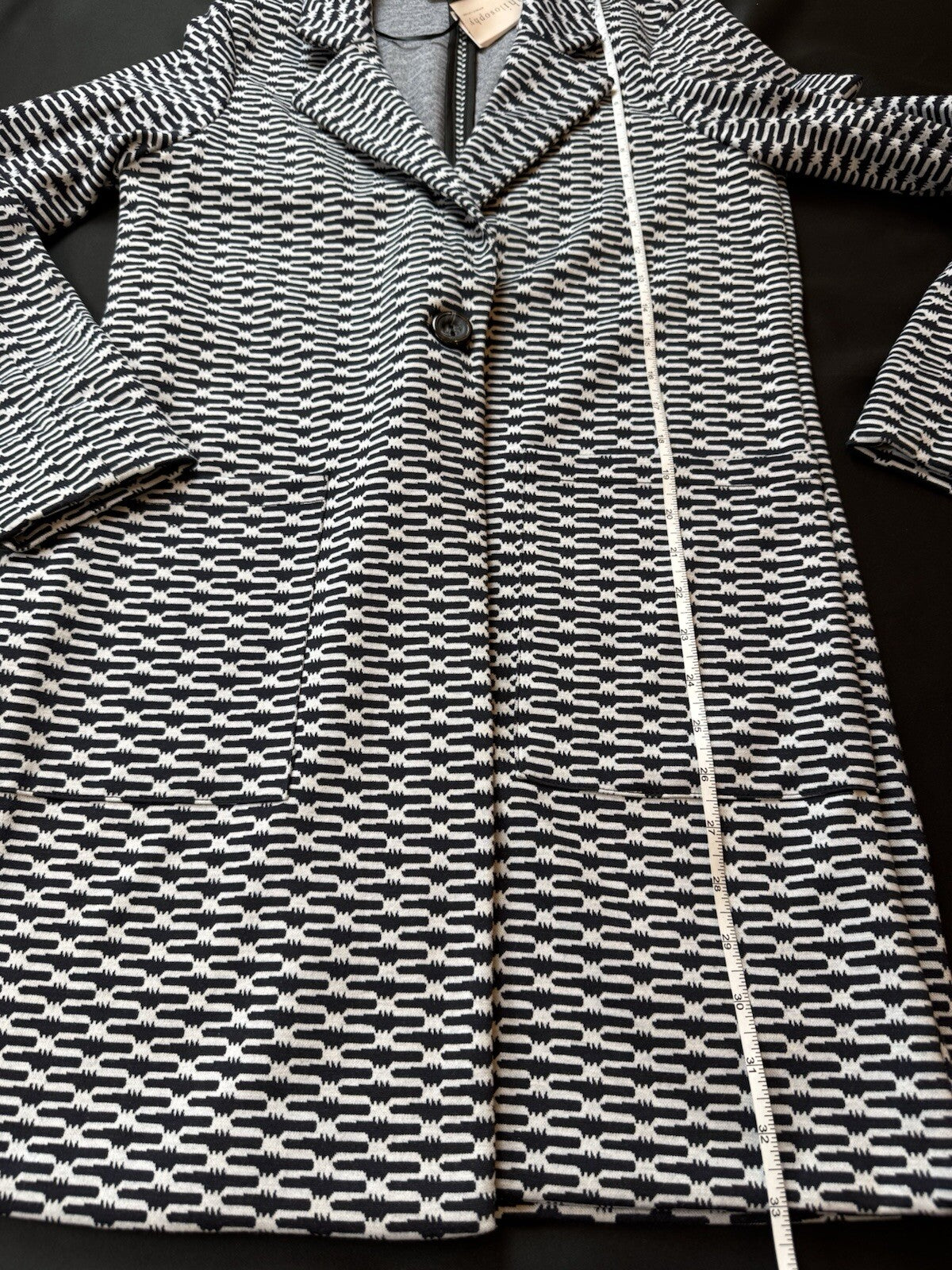 $98 PHILOSOPHY Women’s Black White Pea Coat Size S. . (B.95)