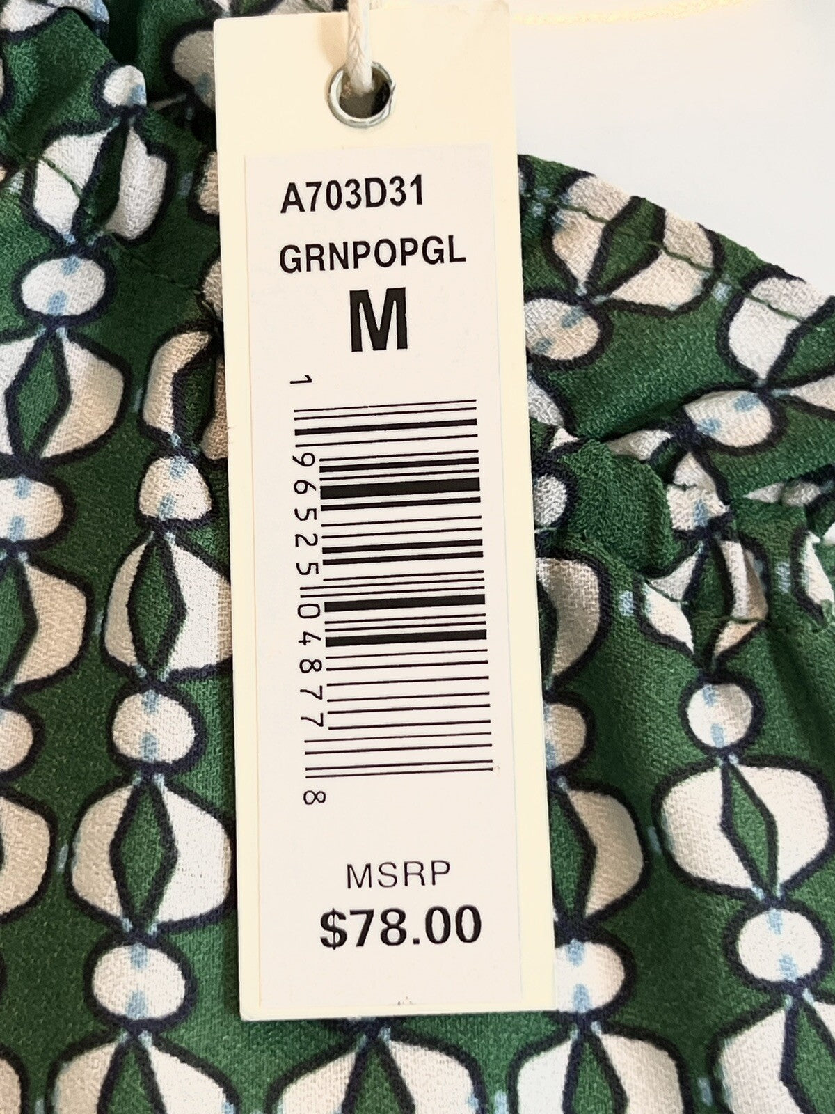 $78 Max Studio Womens Top Sz M Blouse Shirt White Green (B.01)