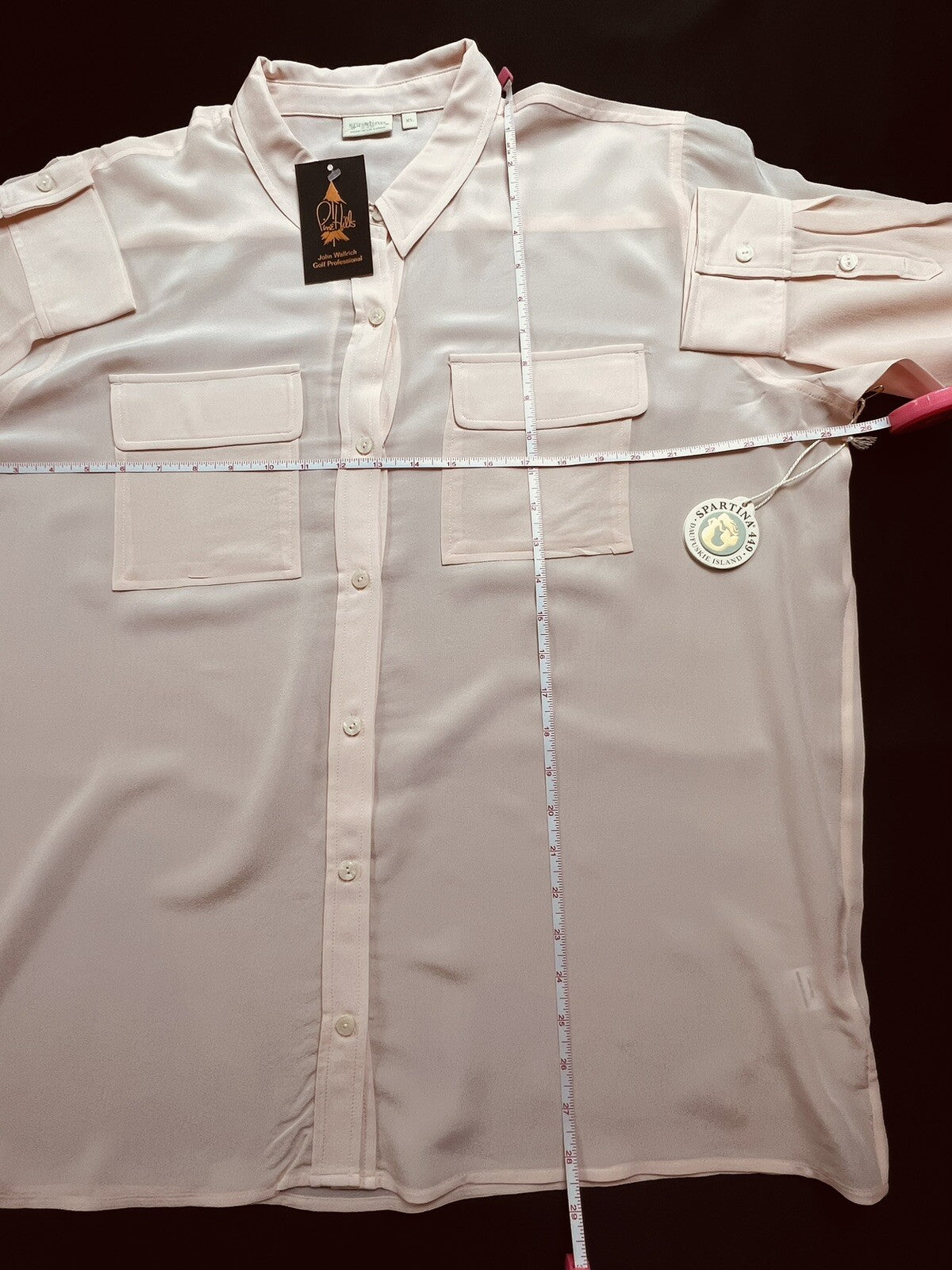 Spartina 449 Women’s Sz XL Golf Long Sleeve Shirt Silk Blouse Pink