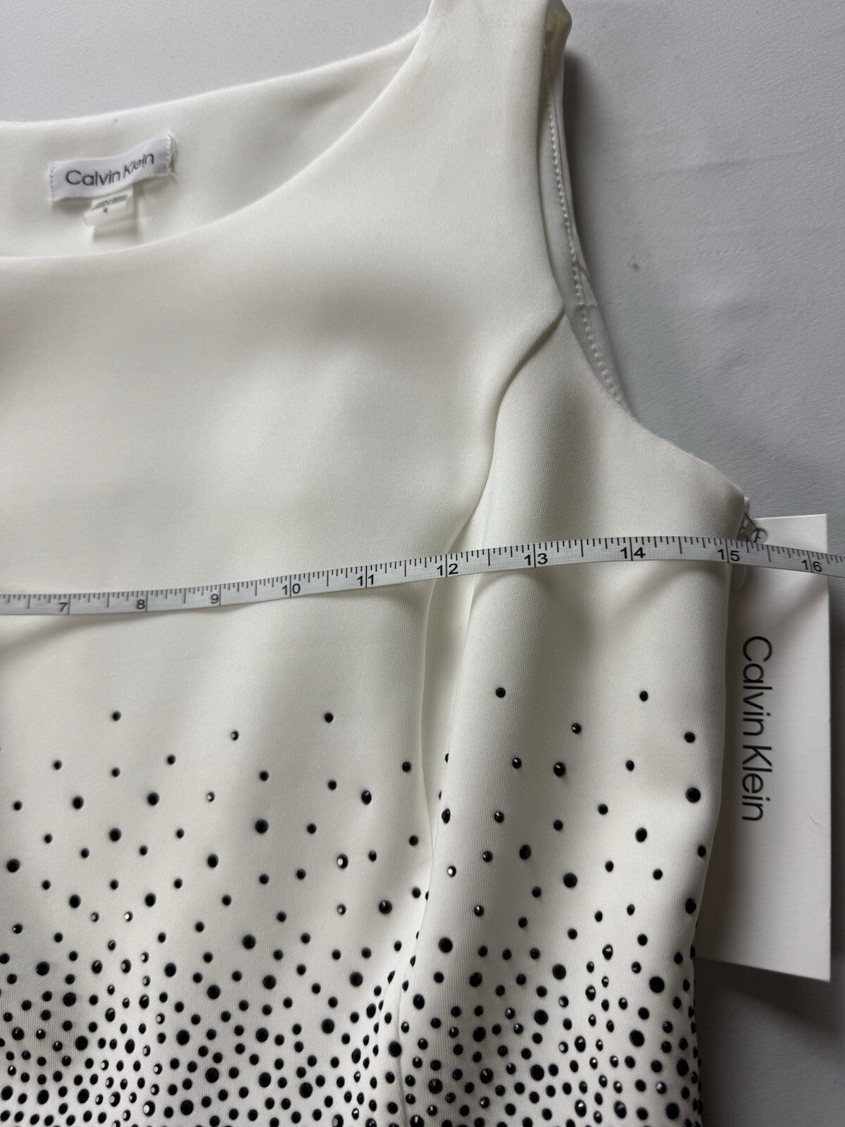 $149 Calvin Klein Women’s Black White Rhinestones Dress Sz 4. (B.140)