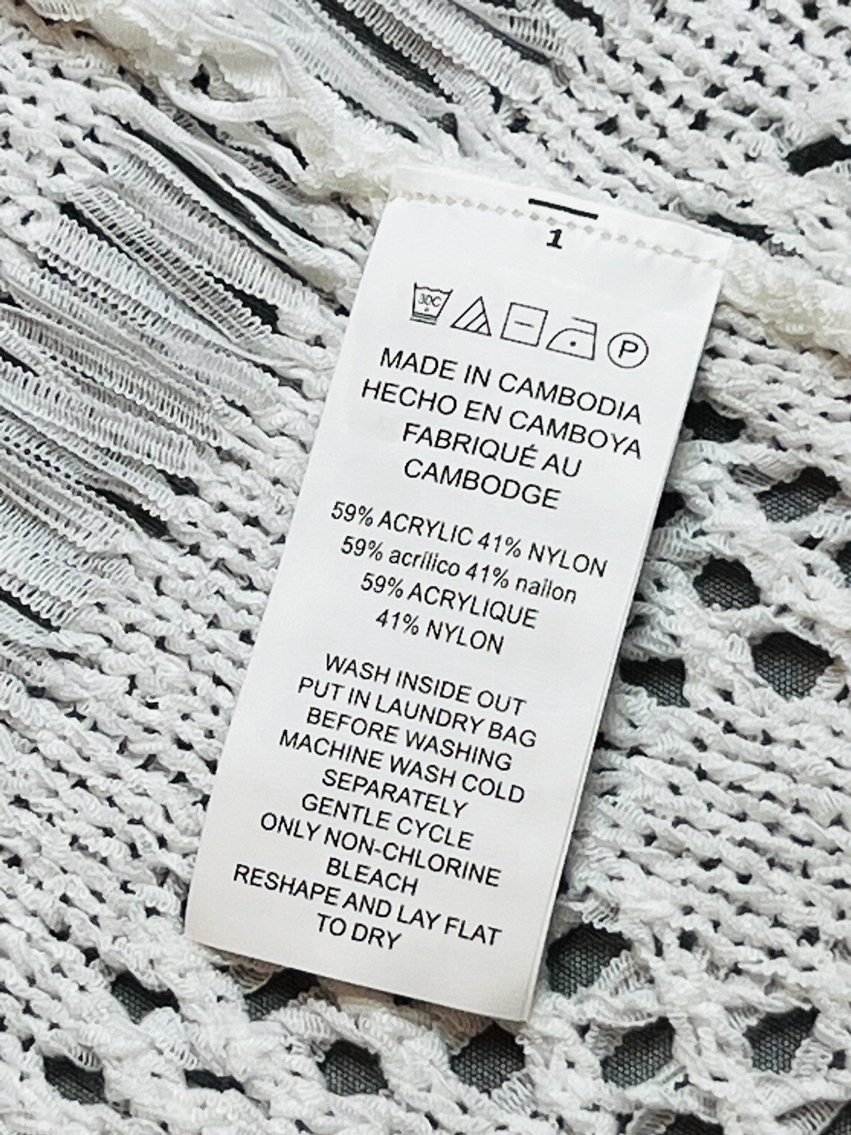 $130 Michael Kors White Crochet Fringe Open Front Cardigan Women’s Sz S (B05)