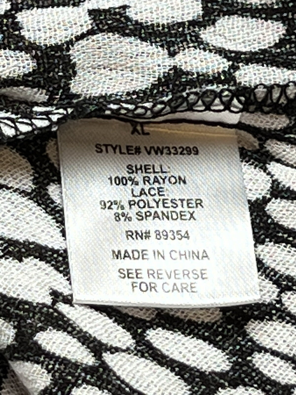 Adrienne Vittadini Women's Top Black Ivory Short Sleeve Blouse Sz XL