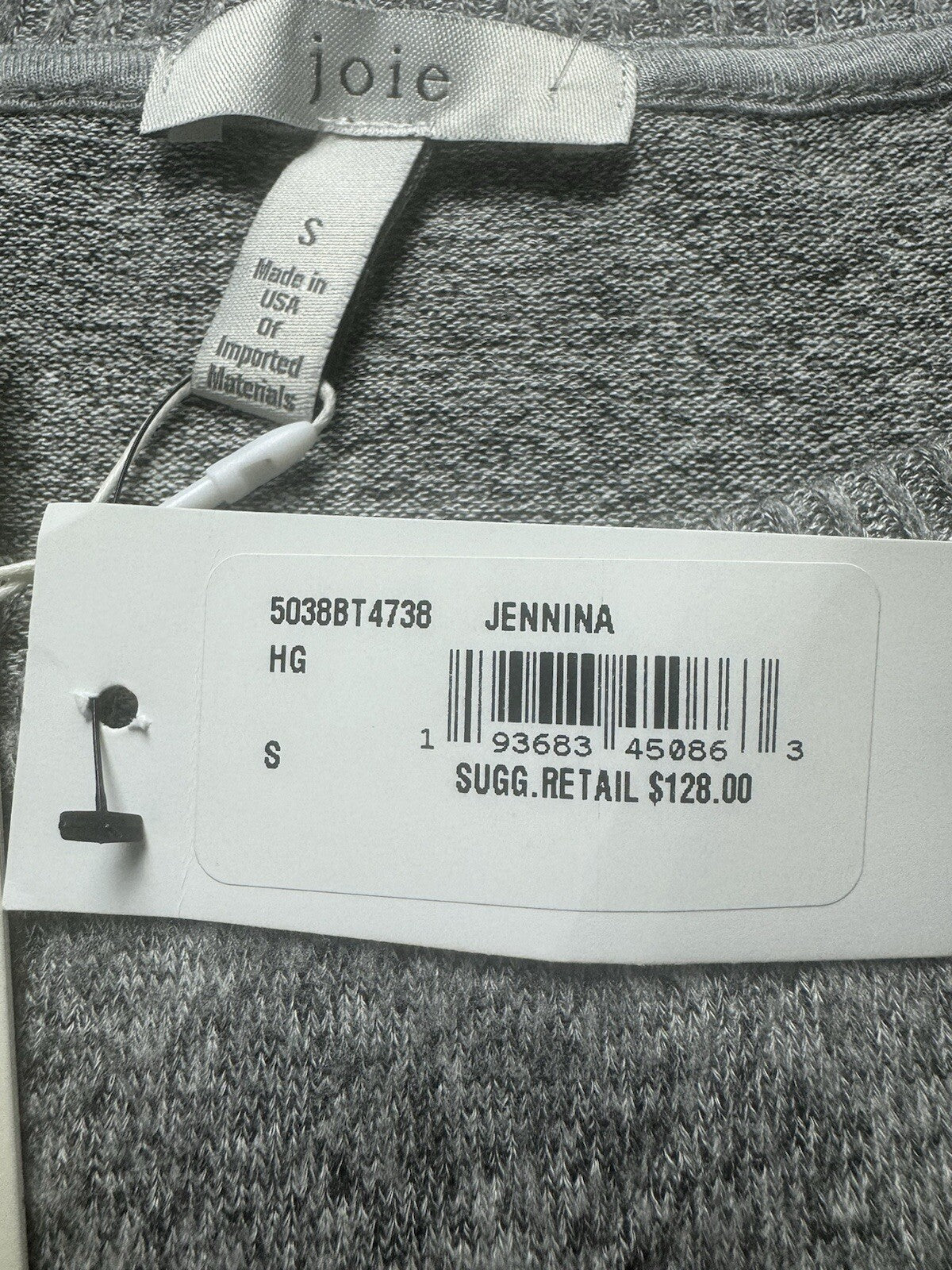 $128 Joie Sweater Pullover Women’s Heather Gray Jenina Sz S (B.116)