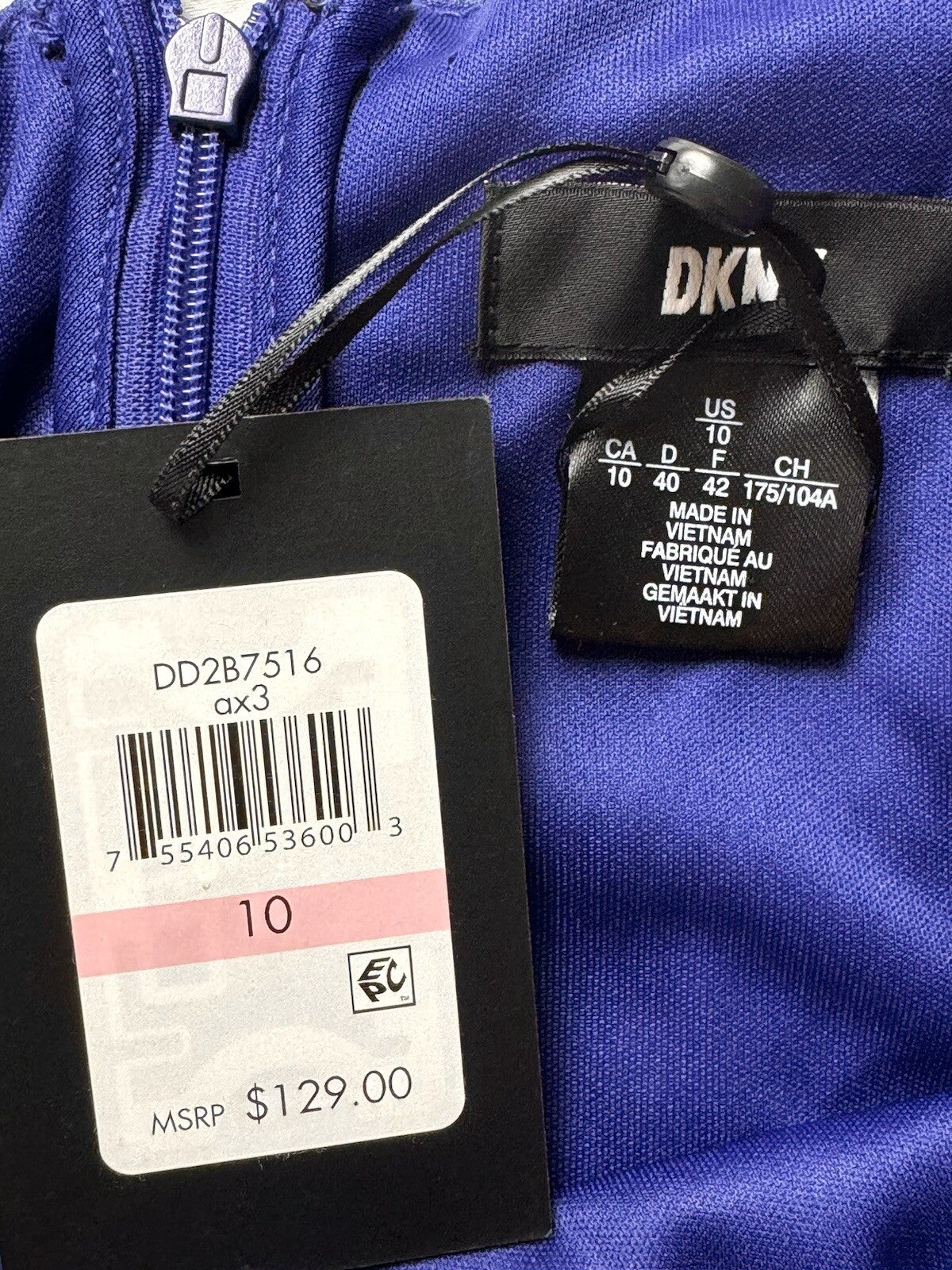 $129 DKNY Women’s Blue Sleeveless Dress Size 10. (B.78)