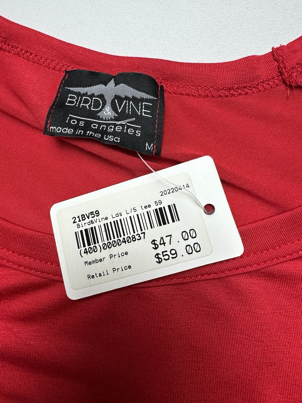 BIRD & VINE Los Angeles Women’s Sz M Long Sleeve Tennis Logo Tee Shirt. (B,89)