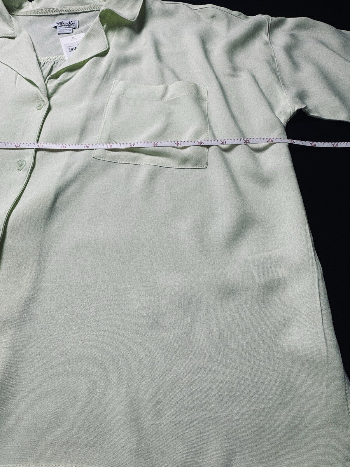 $68 SPLENDID 2-Piece Shirt Shorts Set Pajama Mint Green Sz XL. (B.81)