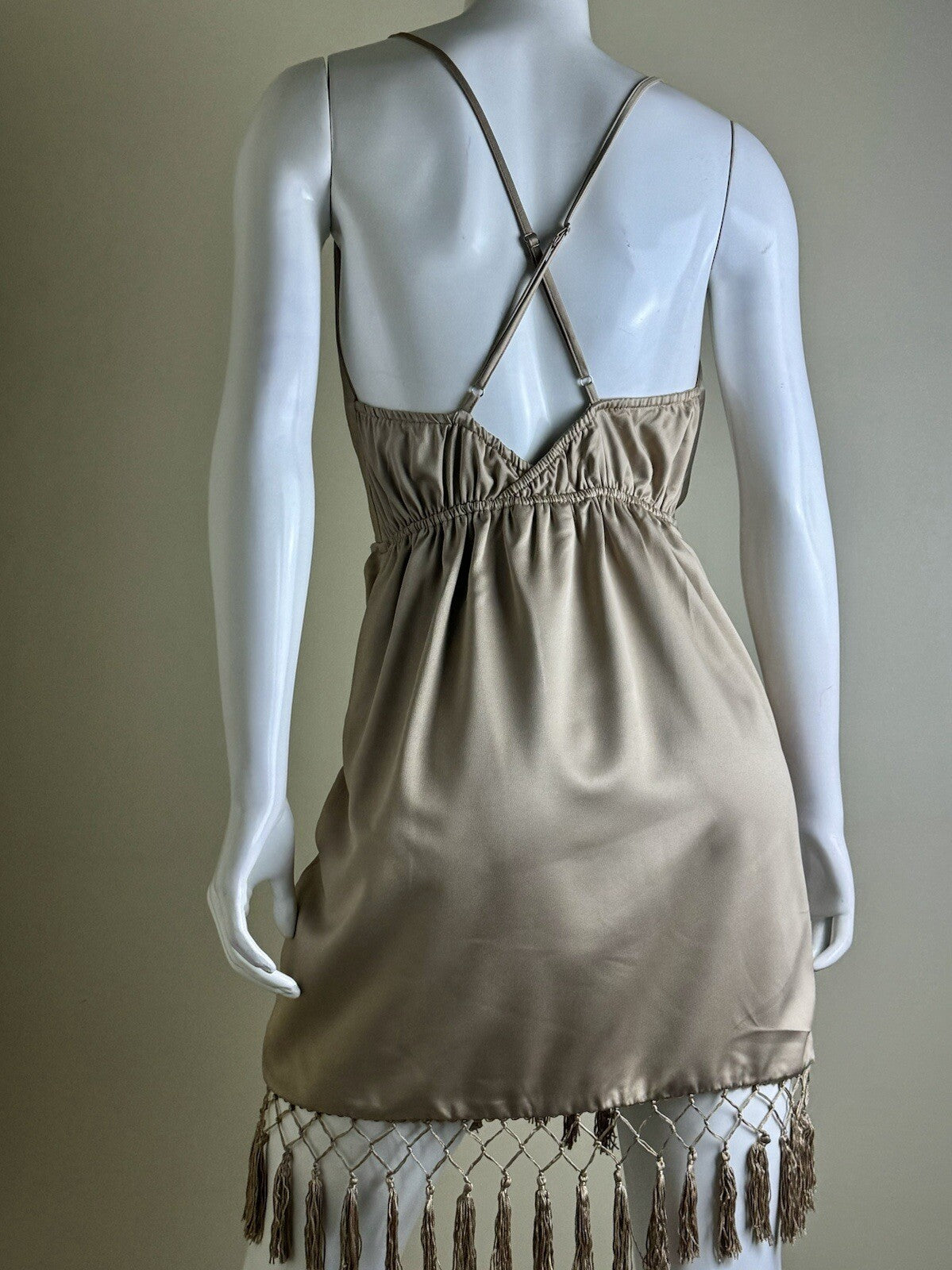 Vici Women’s Satin Fringe Dress Sz S (B.77)