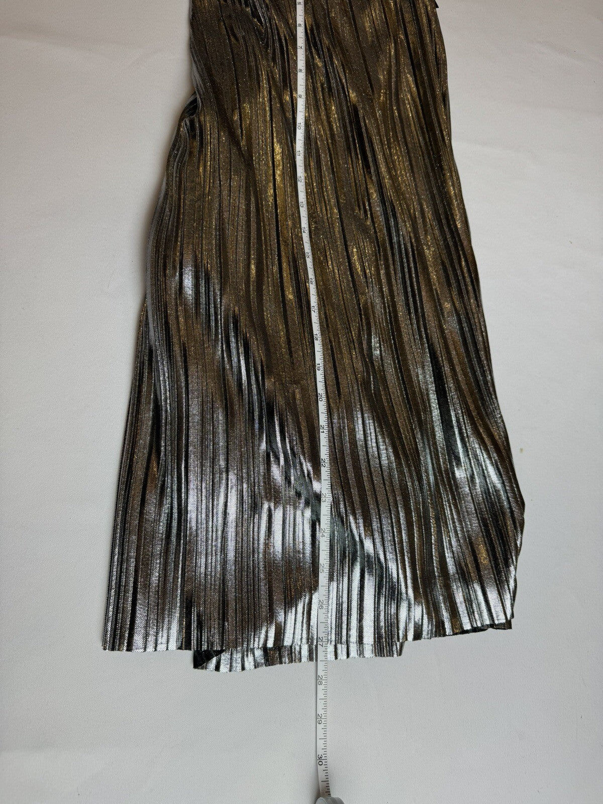 JM Studio By John Meyer Womens Skirt Size XL Silver Metallic Pleated (74)