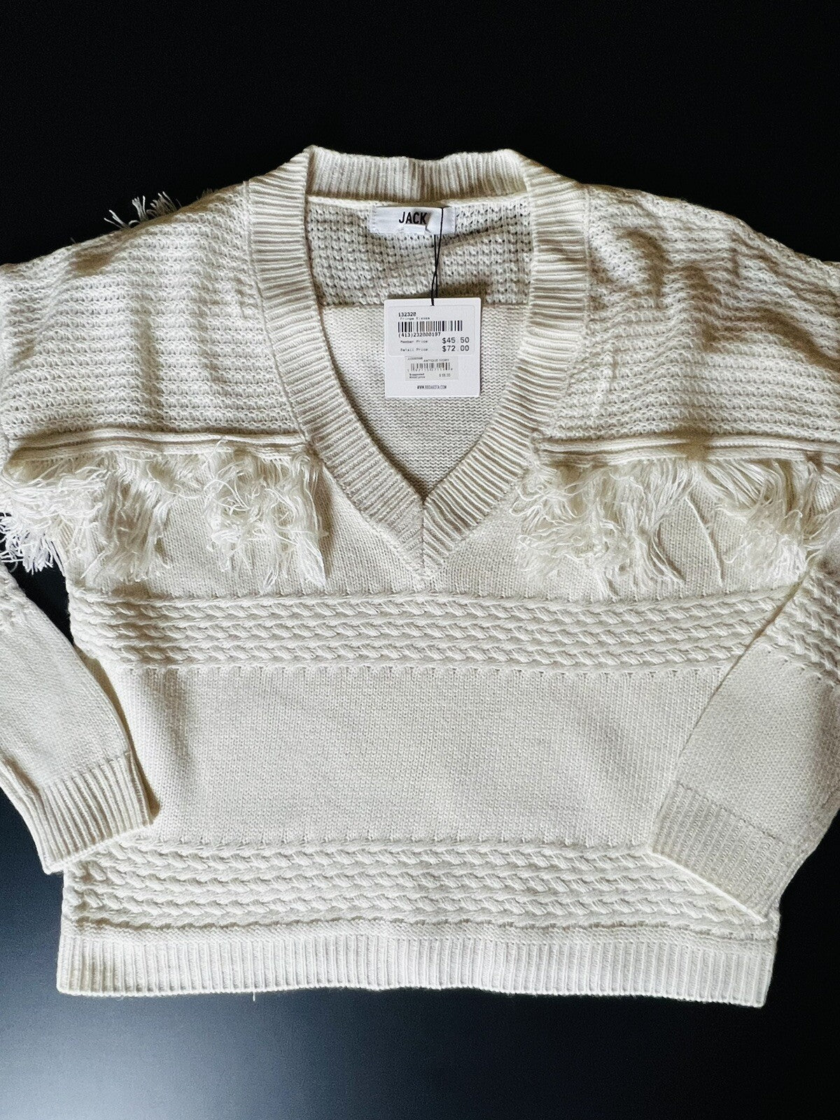 Jack BB Dakota Women’s Knit Fringe Sweater Sz L Boho Top