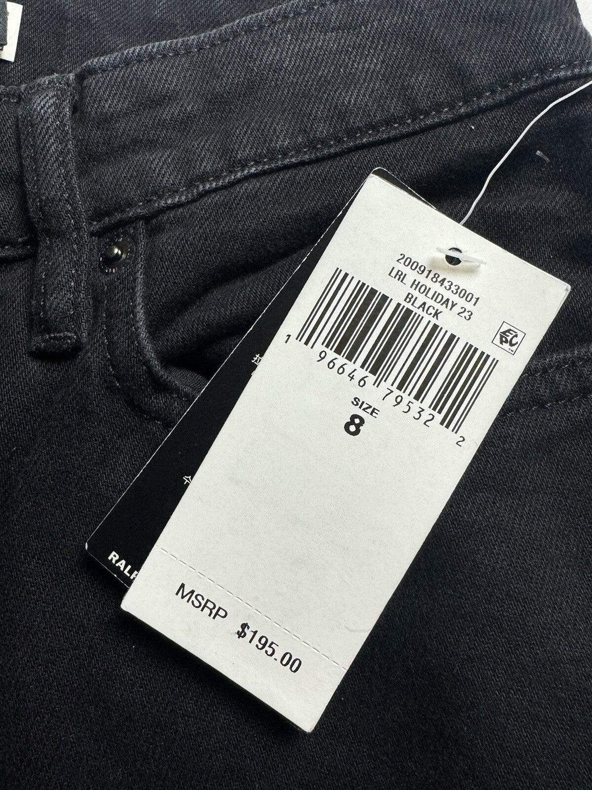 $195 Ralph Lauren Women’s Black Jeans Pants Sz 8. B.89/1