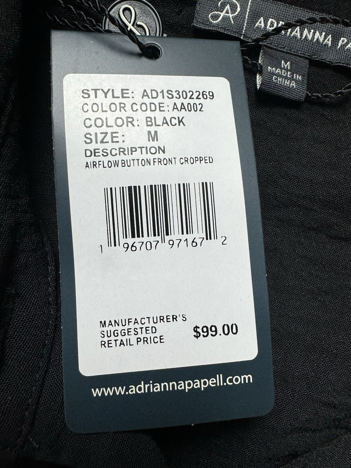 $99 ADRIANNA PAPELL Women’s Black Vest Sz M. (B.113)