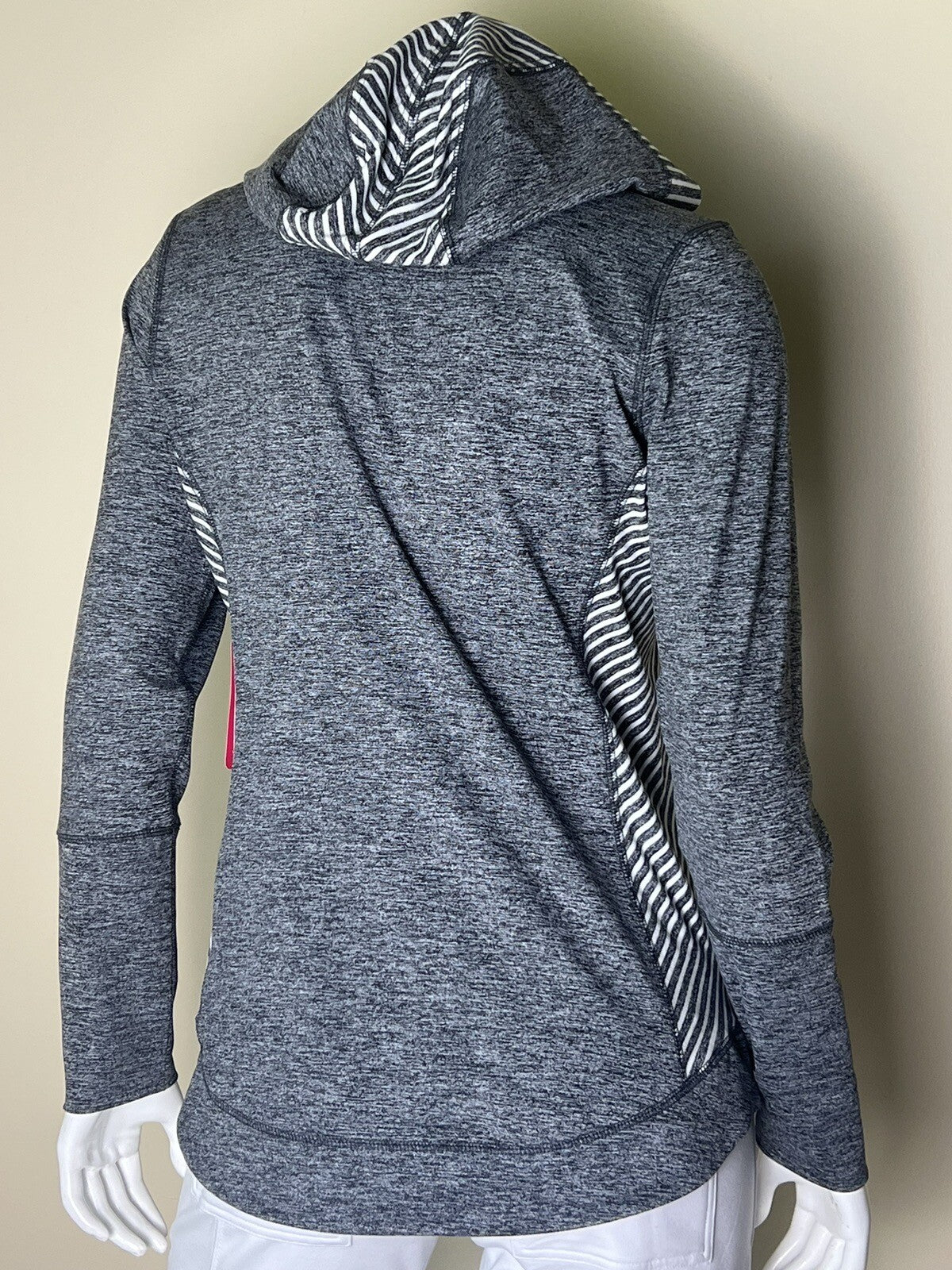JOFIT Women’s Hoodie GRAY w/white GOLF JACKET Sz S STRETCH (51)
