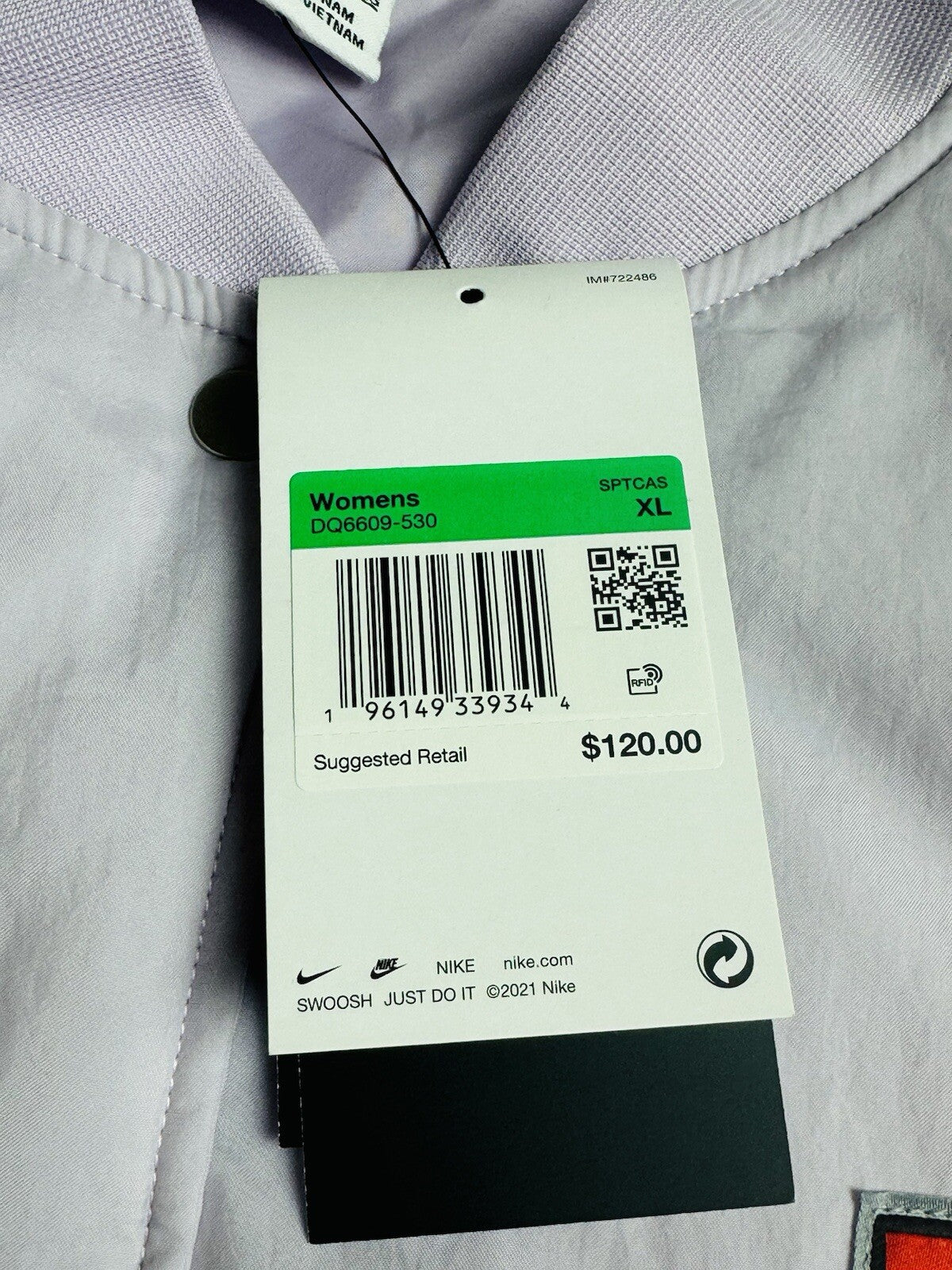 NIKE sportswear Womens bomber jacket Nike Logo Size XL Purple