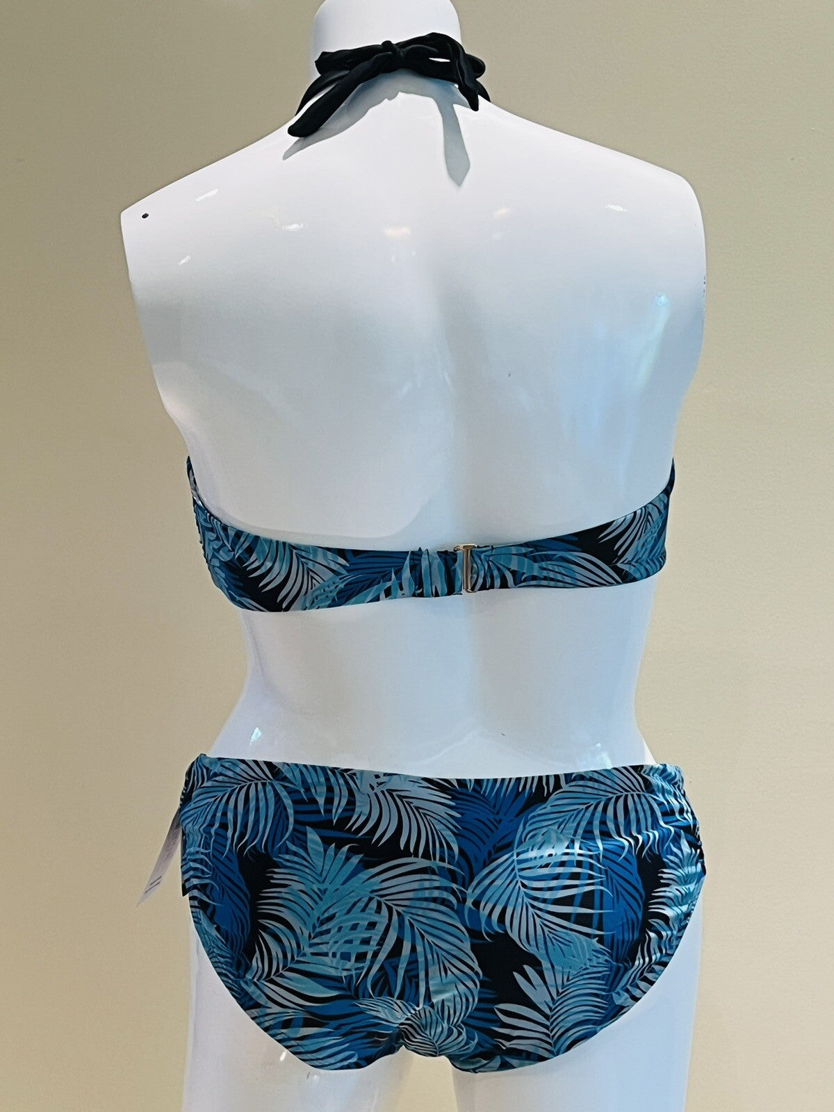 Time And True 2Pc Bathing Suit Size 3X Top 2X Bottom Blue Palms Print Bikini