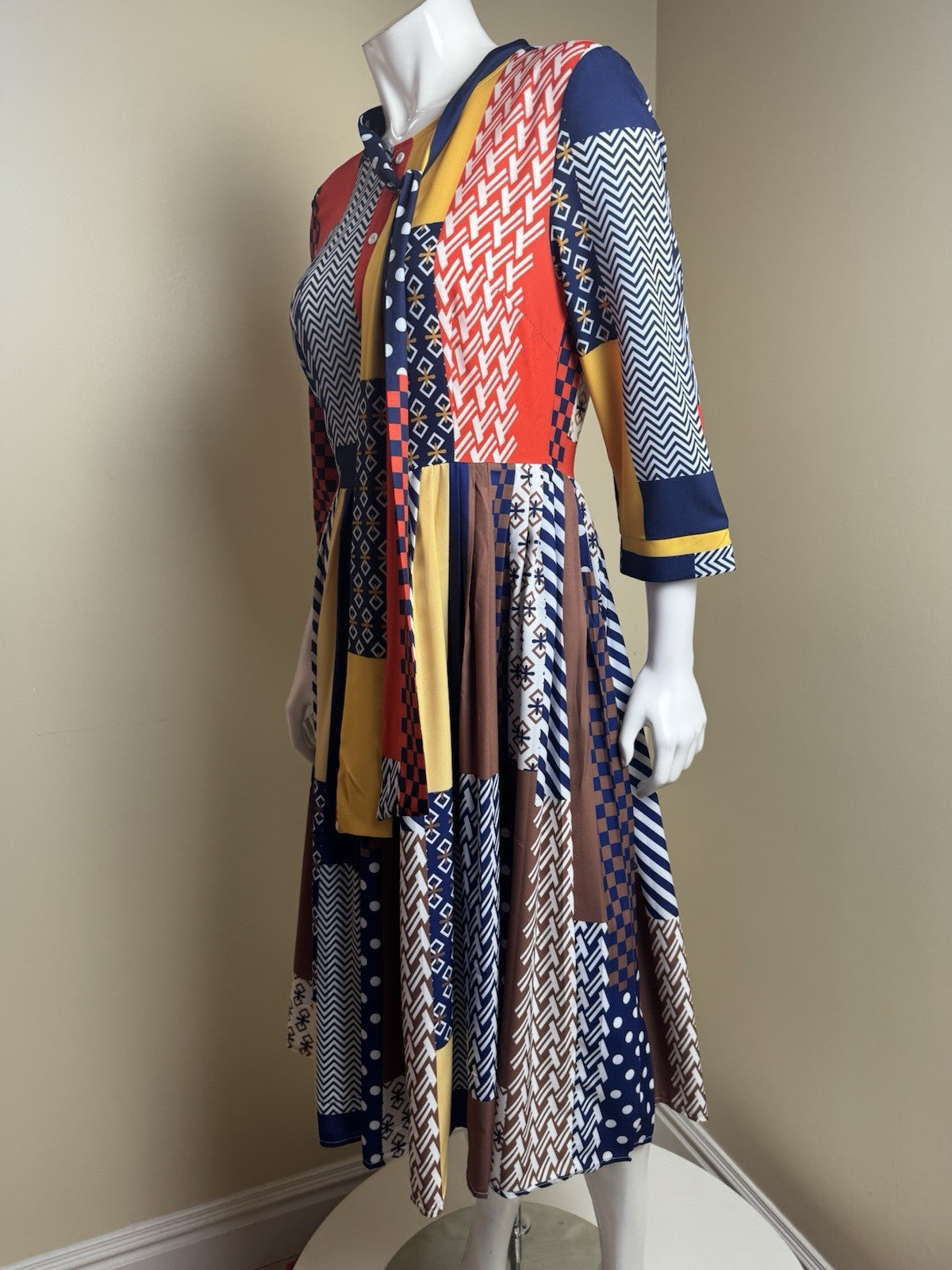 Women's Multi Color Dress Long Sleeves Sz M (B.169)