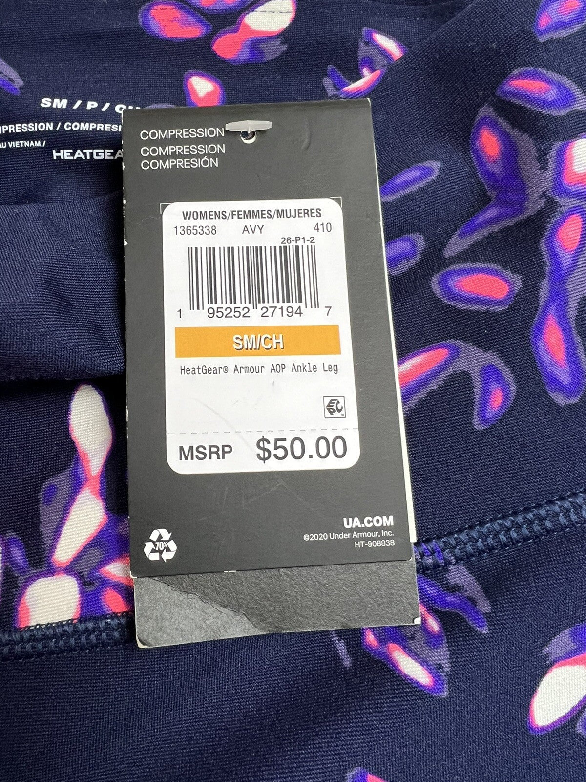 Under Armour Women’s Leggings HeatGear Hi Rise Compression Sz S Floral Black
