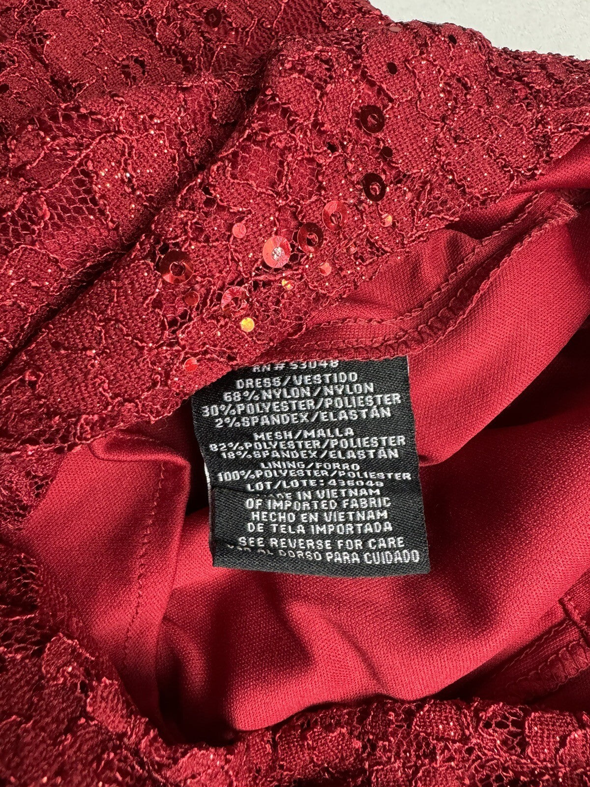 NY Nightway Women's Red Sequined Lace Cocktail Dress Sz 6 (71)