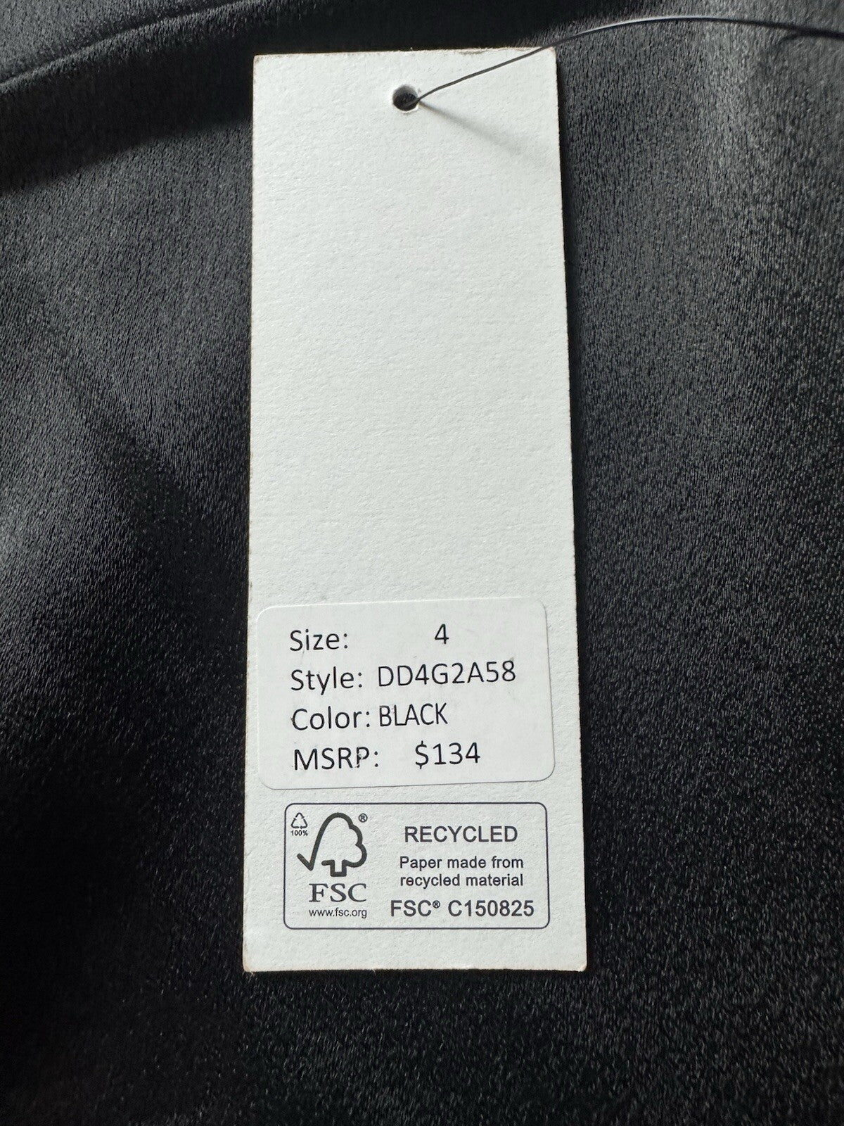 $134 DKNY Women’s Satin Black Dress Sz 4. (B.140)