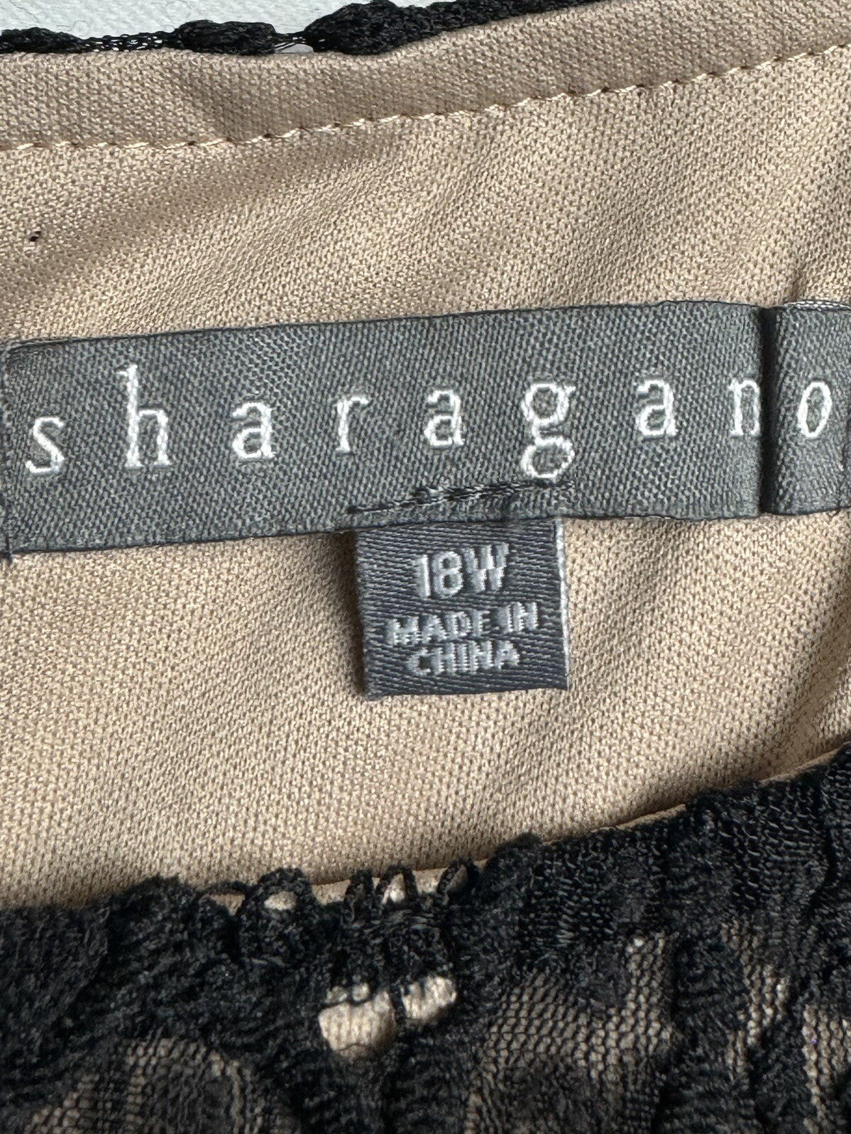 $108 Sharagano Women’s Black Size 18W Crochet Dress (B.97)
