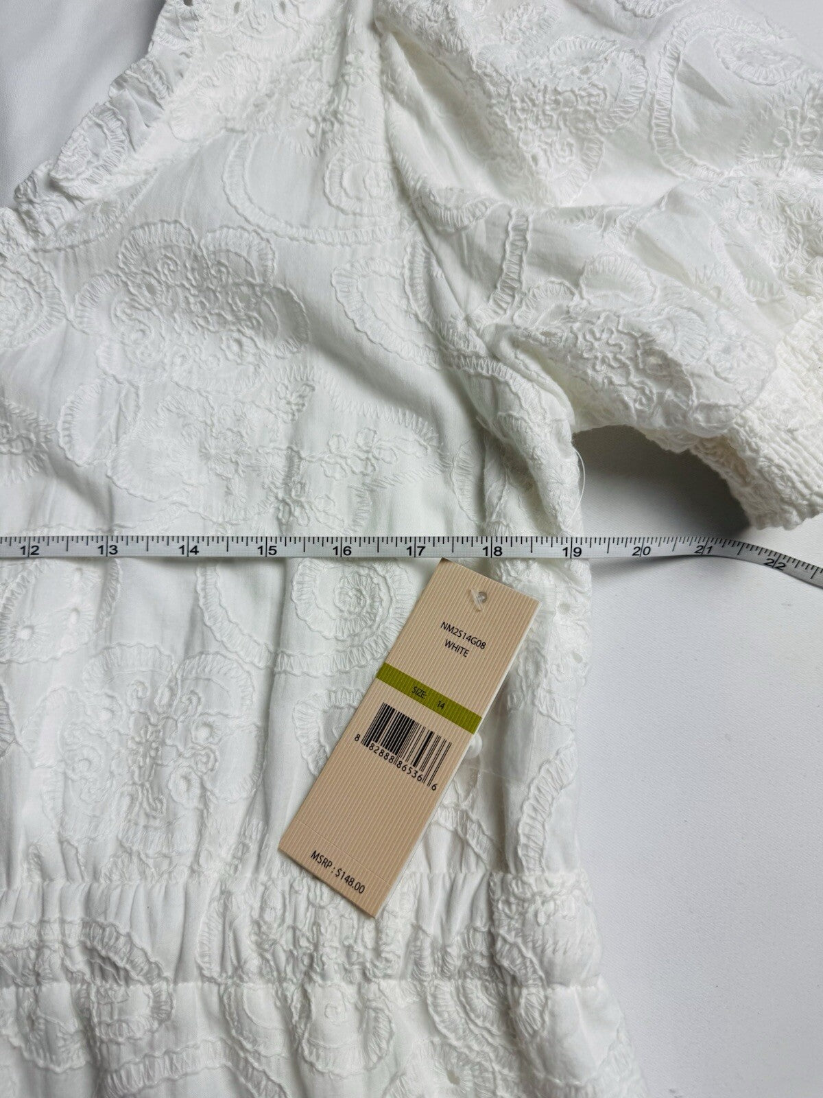 $148 NANETTE LEPORE White Laced Dress Sz 14 (B.11)