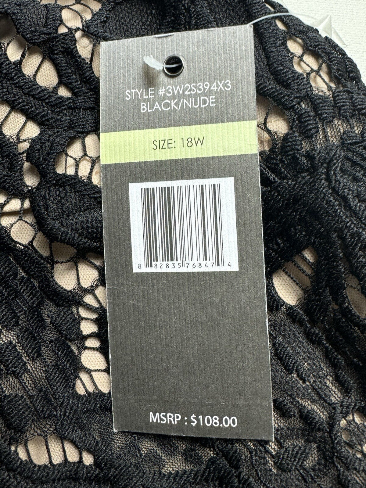 $108 Sharagano Women’s Black Size 18W Crochet Dress (B.97)