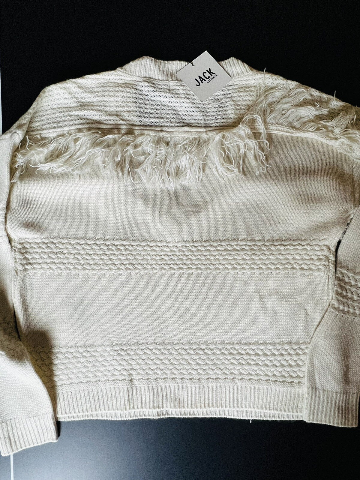 Jack BB Dakota Women’s Knit Fringe Sweater Sz L Boho Top