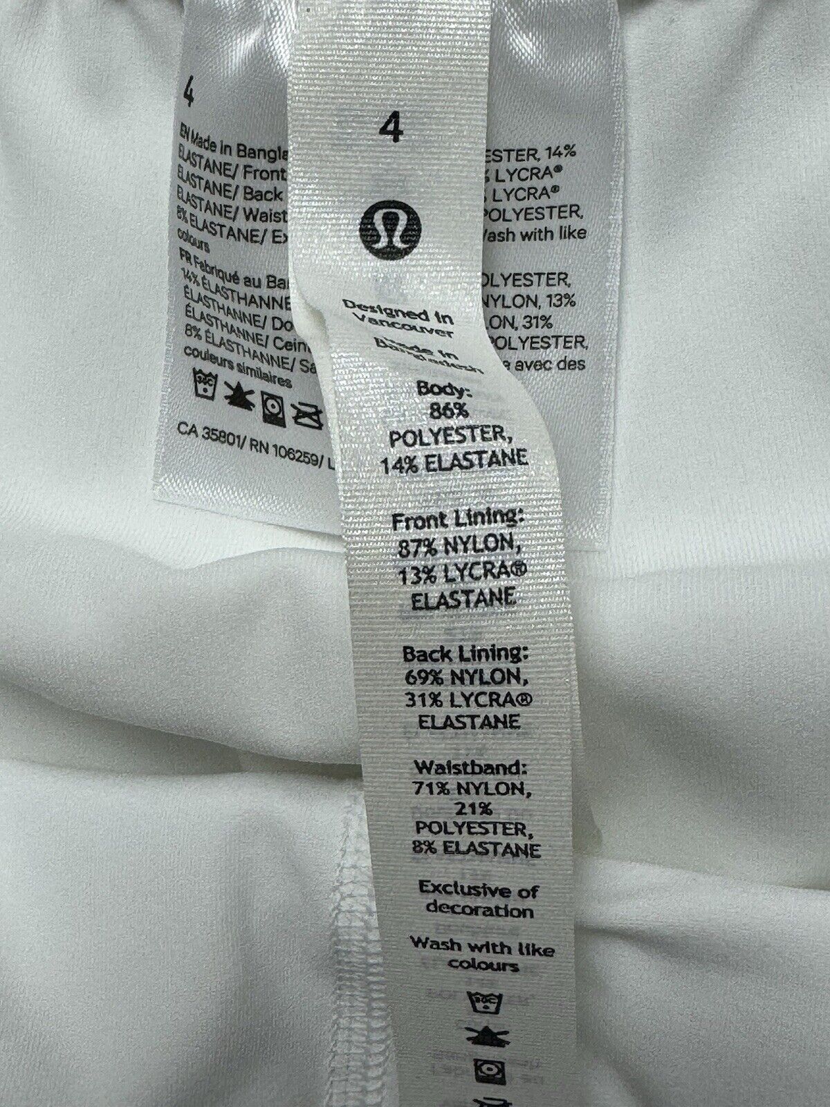Lululemon Women’s Skort Skirt White Tennis Pickleball Size 4. (B.80)