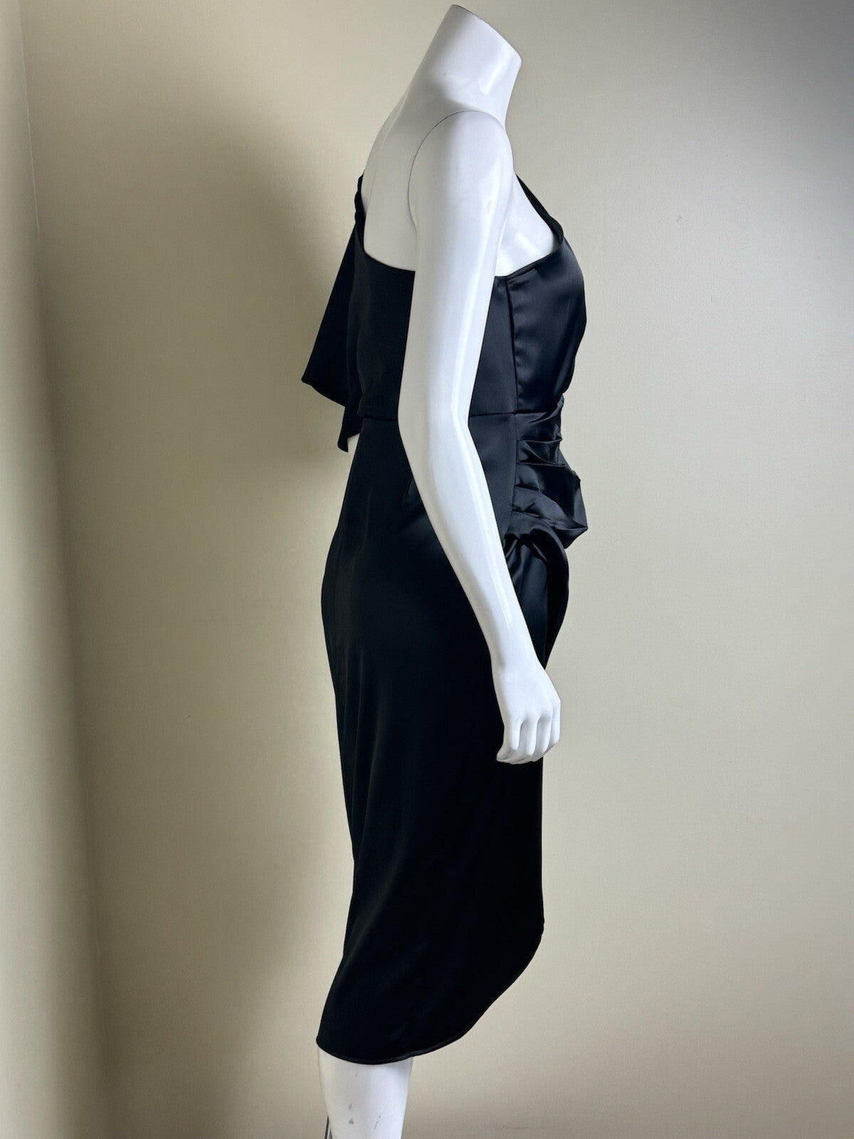 Women’s Black Satin One Shoulder Dress Sz XL (B.107)