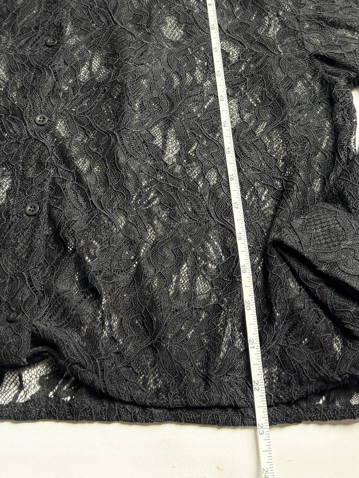 $89 Adrianna Papell Black Lace Long Sleeve Blouse Sz L. (B.138)