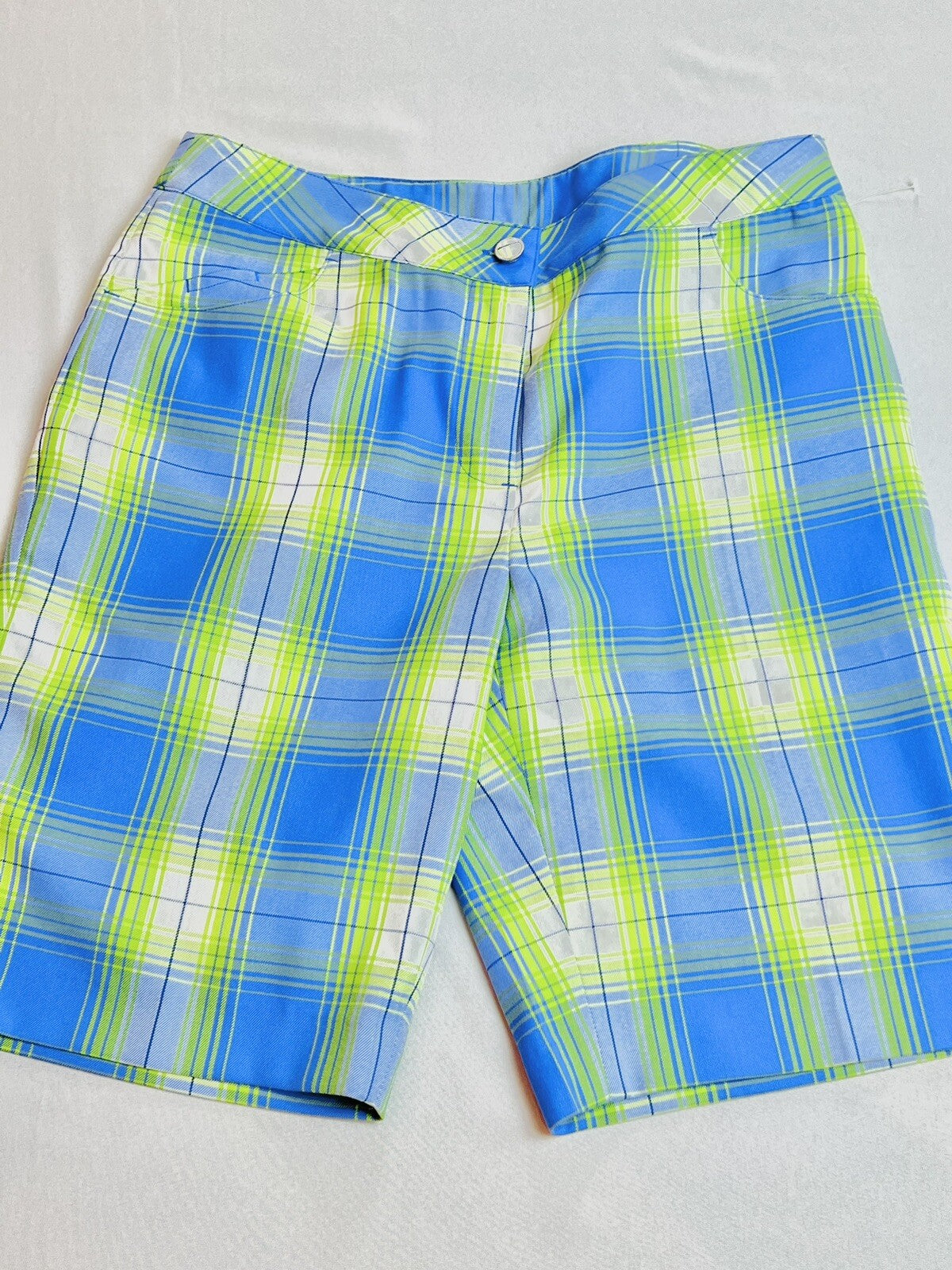 EP Pro Women’s Aqua Blue/Green Plaid Golf Shorts Size 4