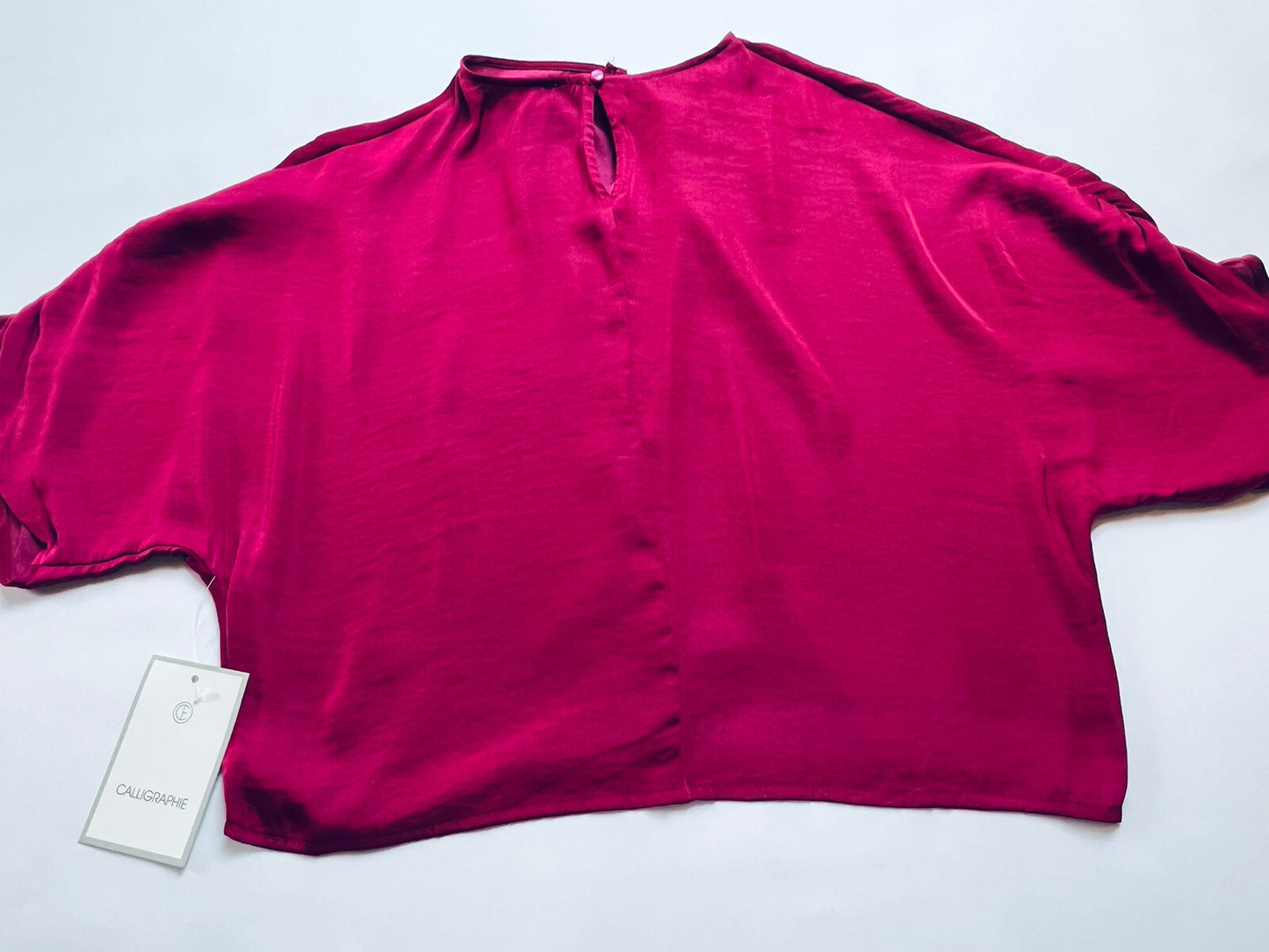 Calligraphie Fuchsia Short Sleeve Blouse Sz L