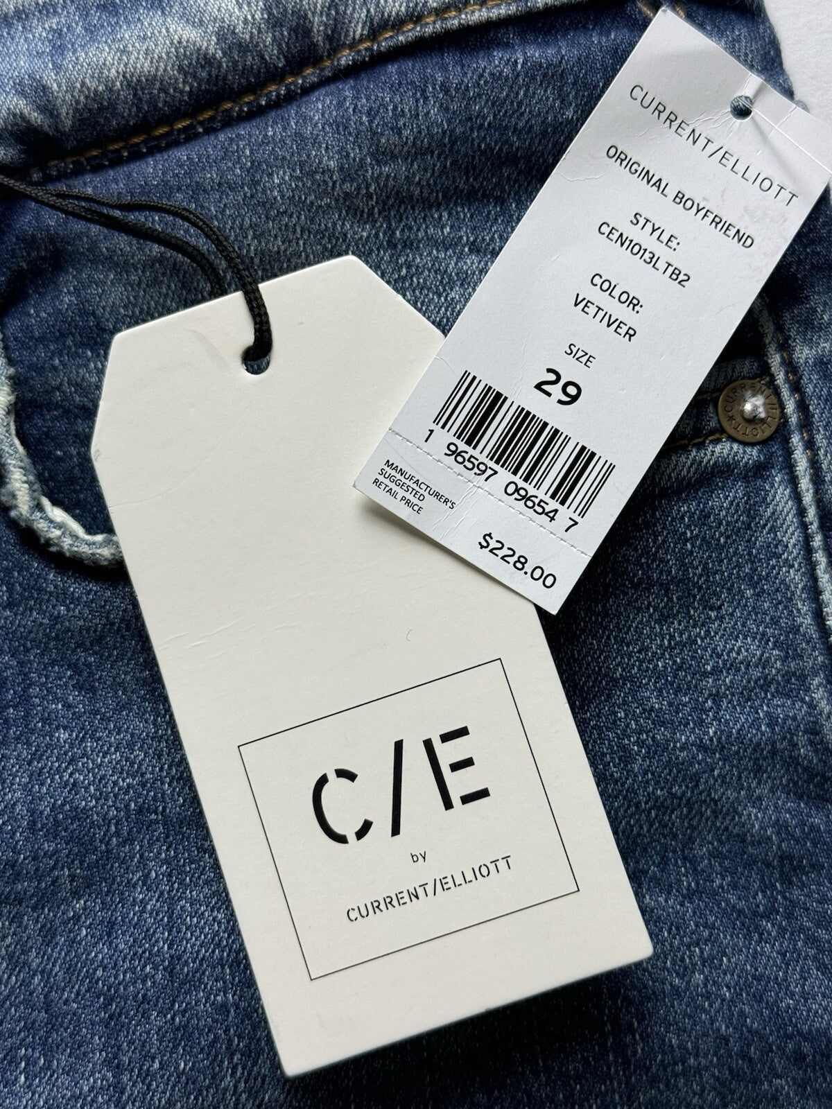 $228 C/E by Current Elliott Women’s Sz 29 Straight Leg Blue Jeans (B.53)