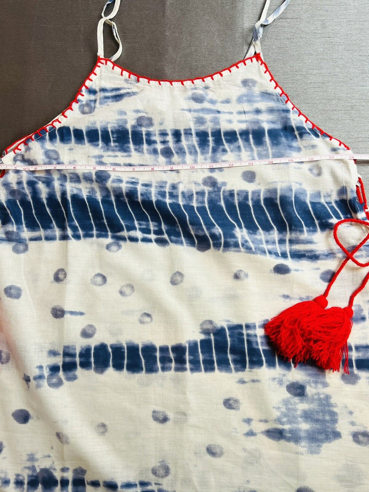 AMERICA & BEYOND Tiered Blue Cover Up Dress Adjustable Size L