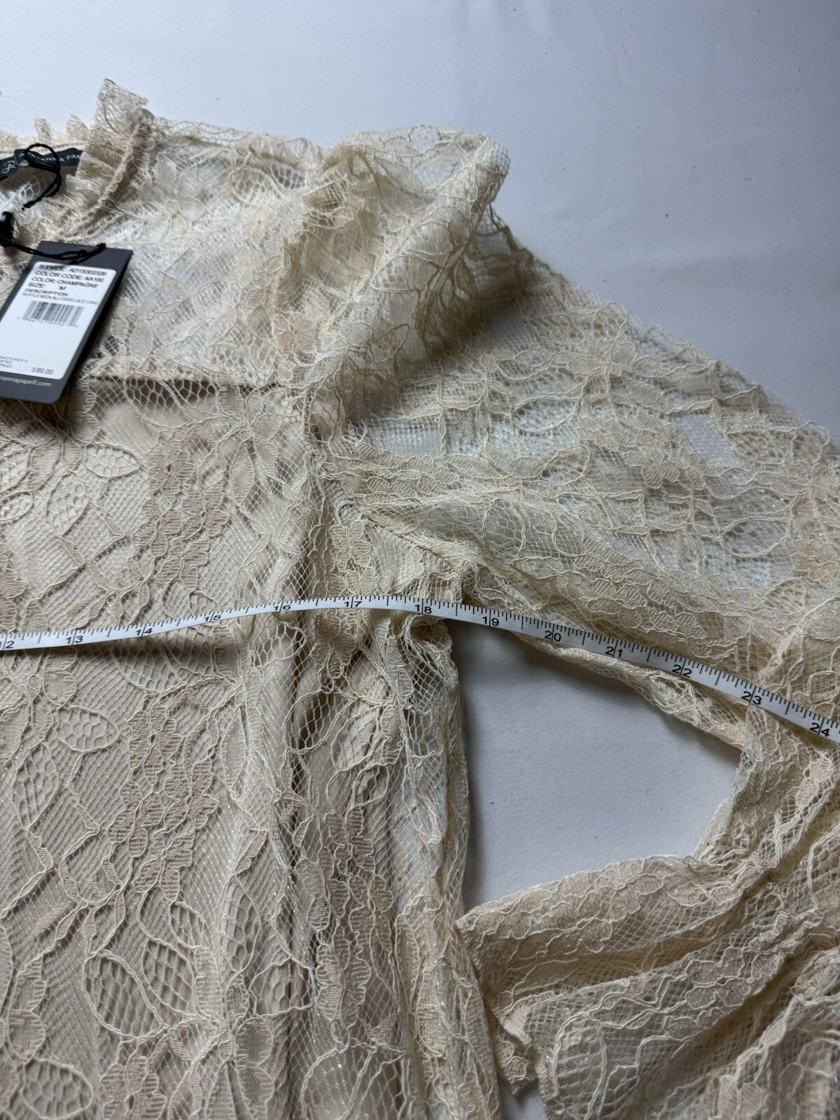 $89 Adrianna Papell Black Lace Long Sleeve Blouse Sz M. (B.141)