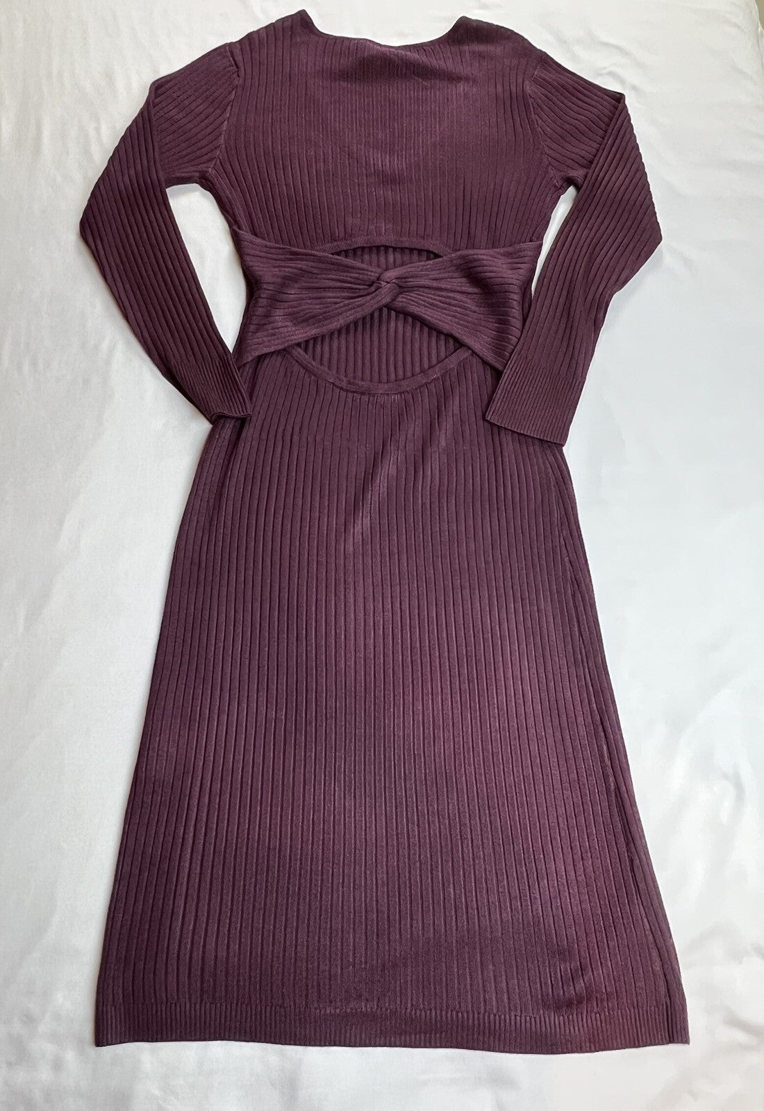 WOMEN'S SOFIA VERGARA BACK TWIST SWEATER DRESS Sz L Marron