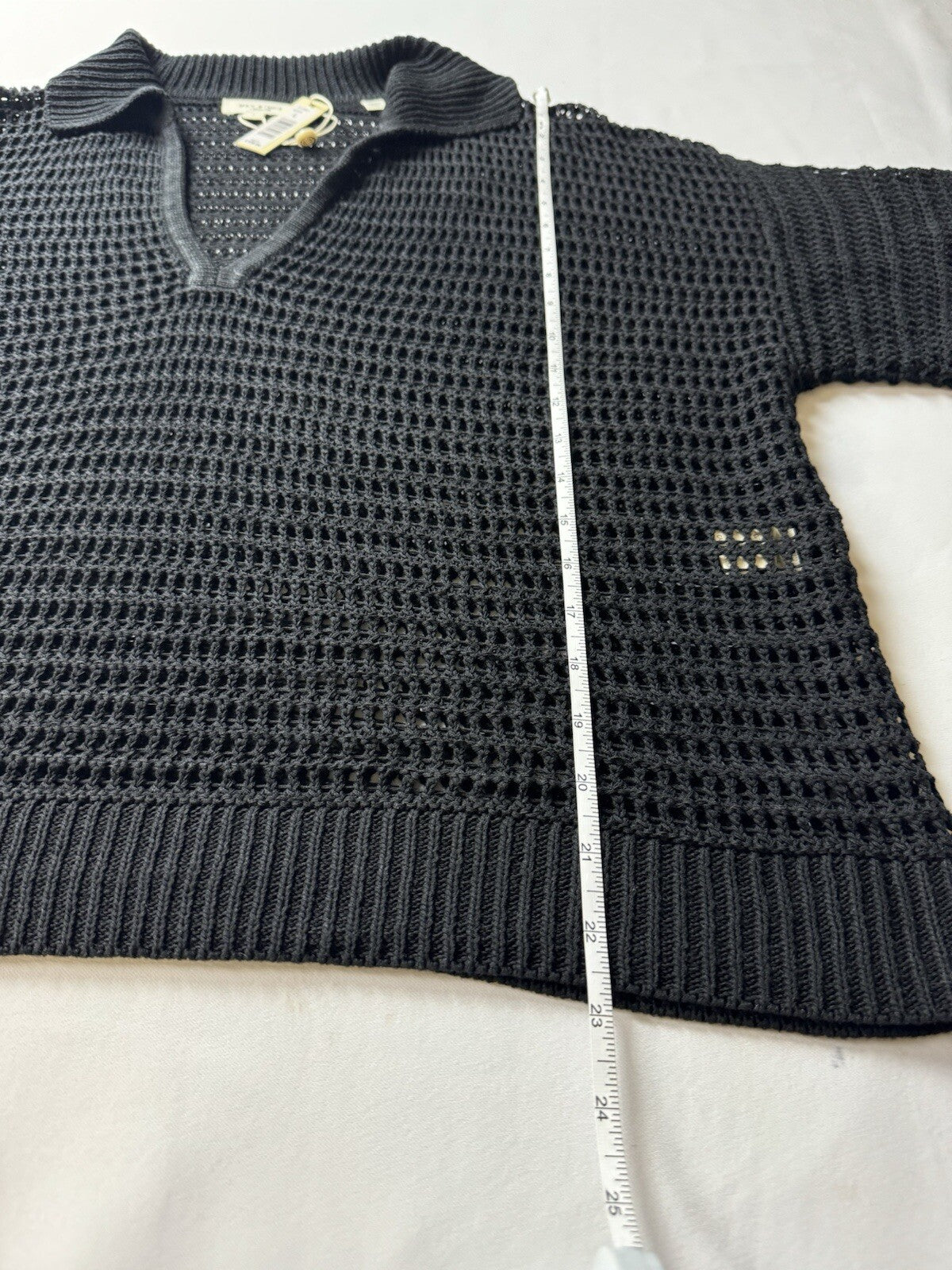 $128 Max Studio Mesh Shirt Blouse Top Black Size L. (B.93)