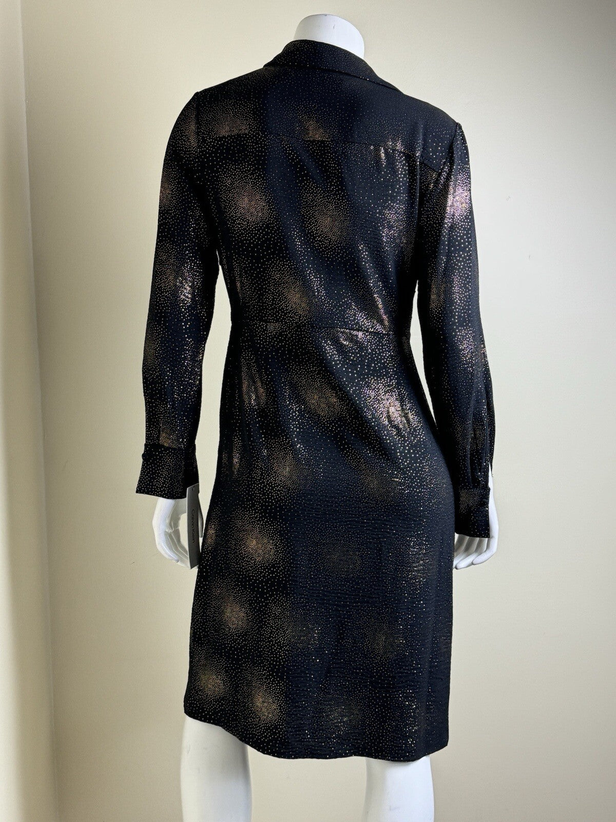 $134 Calvin Klein Women's Black w/Gold Dress Sz 4 (B.117)