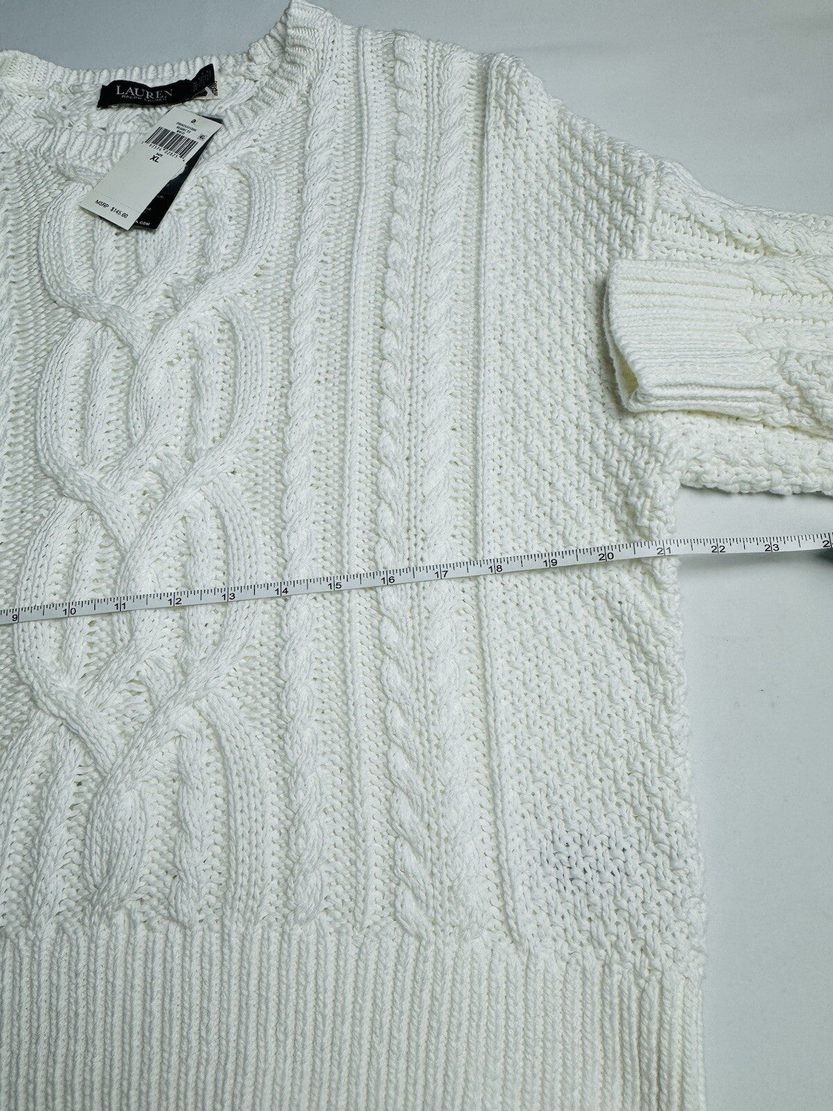 $145 Lauren Ralph Lauren Women's Crochet Sweater Sz XL. (B.91)