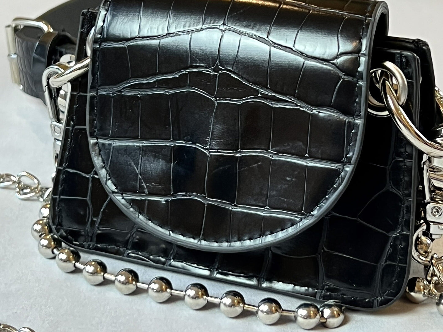 Women’s Faux Leather Fanny Removable Waist Purse Belt Black Sz S