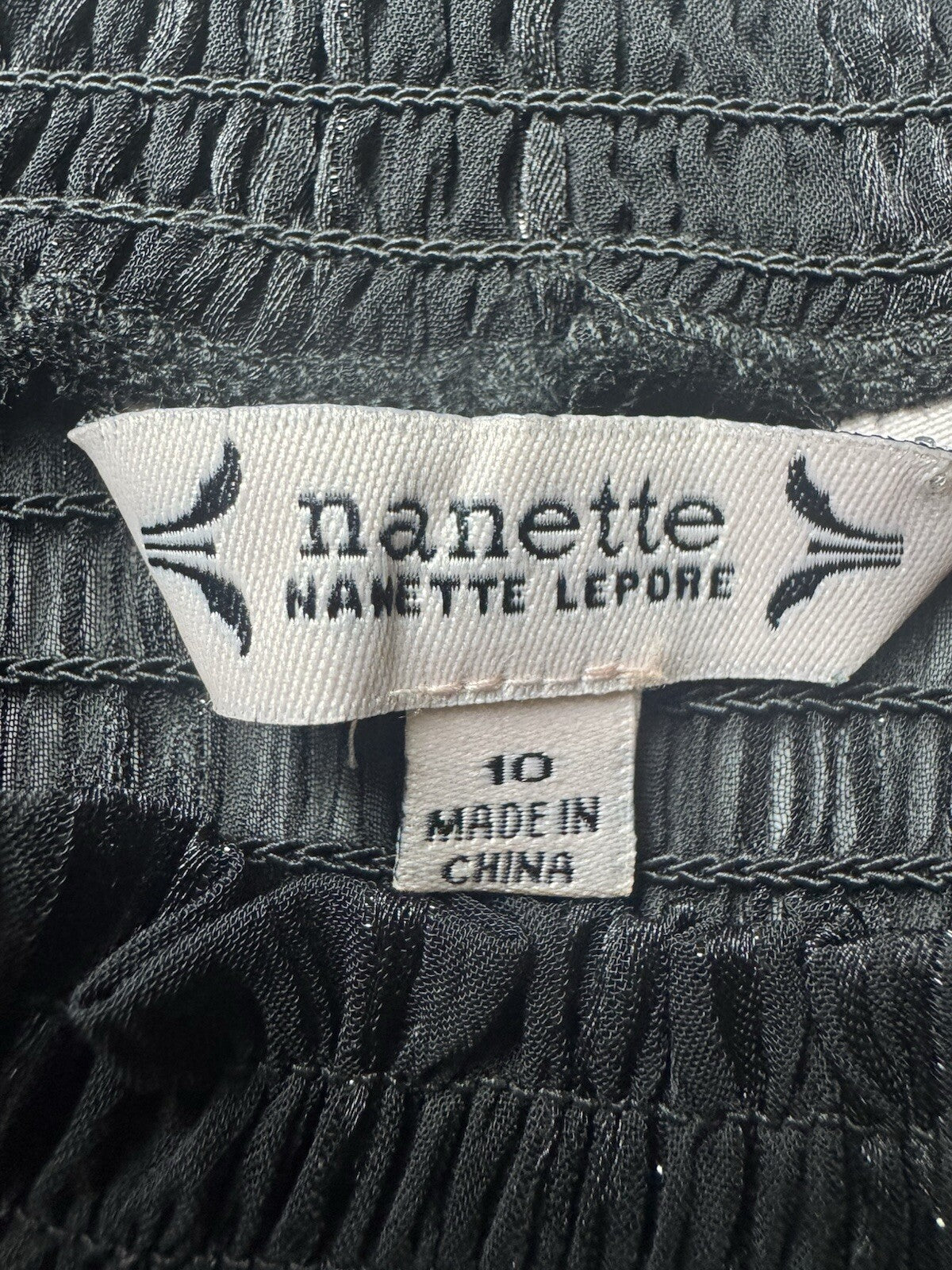 $168 NANETTE LEPORE Pleaded Black Dress Sz 10 (B.124)
