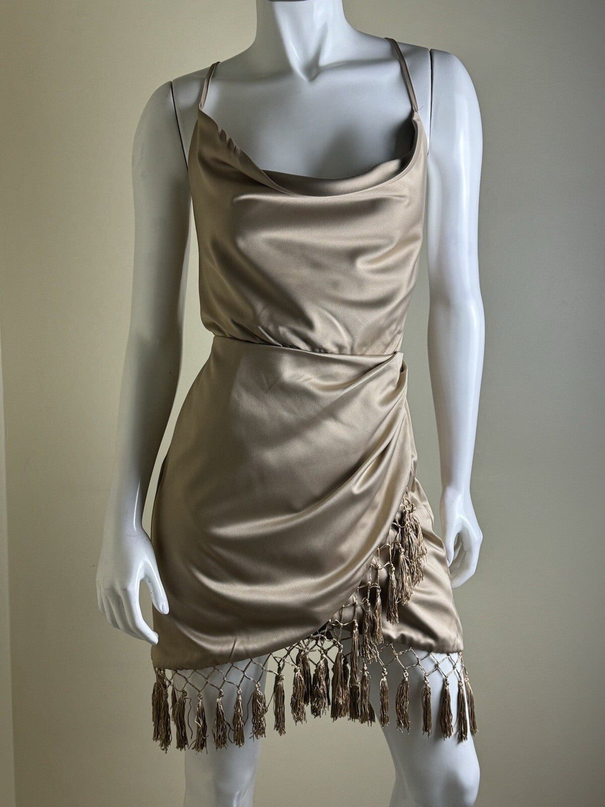 Vici Women’s Satin Fringe Dress Sz S (B.77)