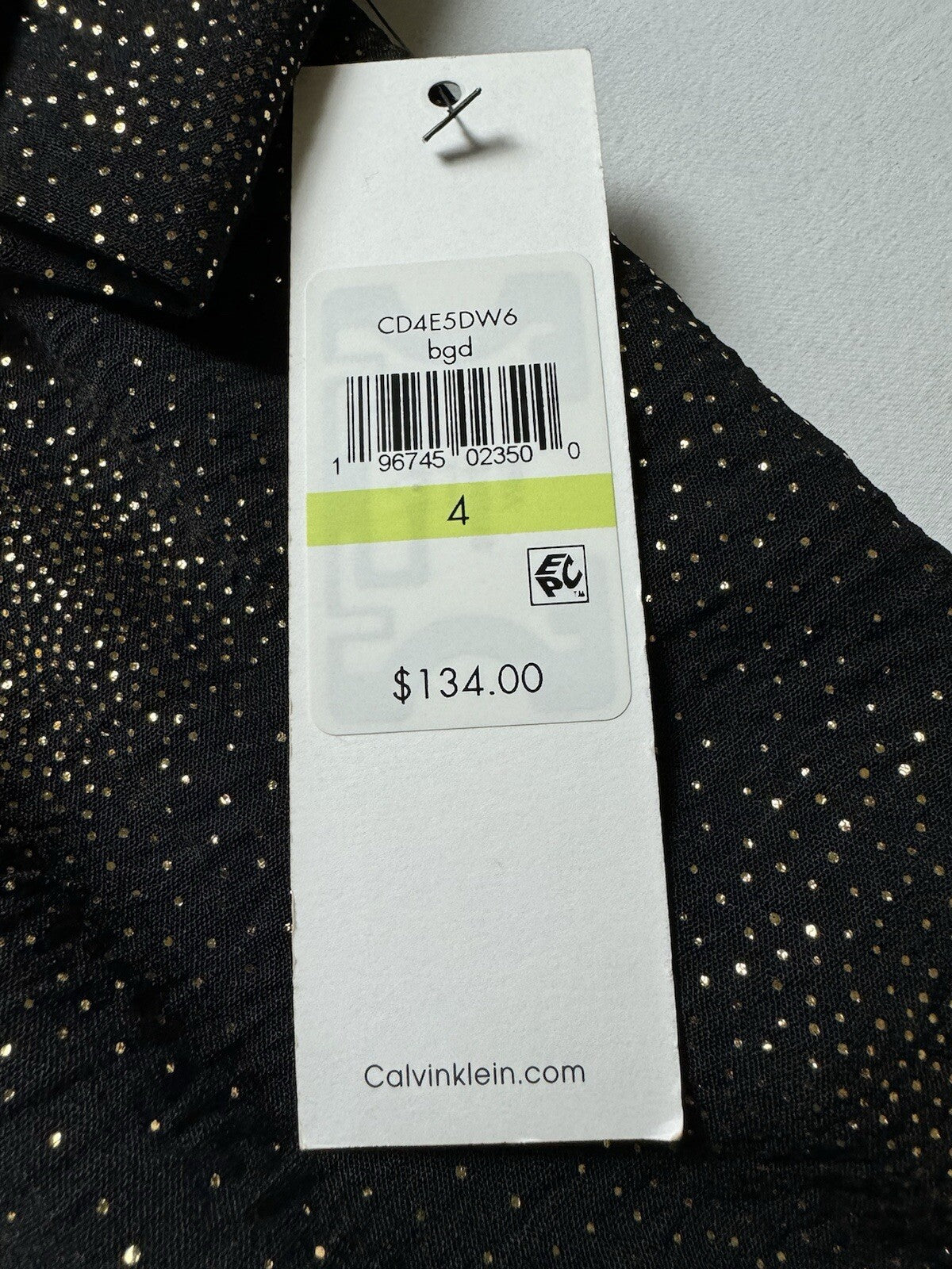 $134 Calvin Klein Women's Black w/Gold Dress Sz 4 (B.117)