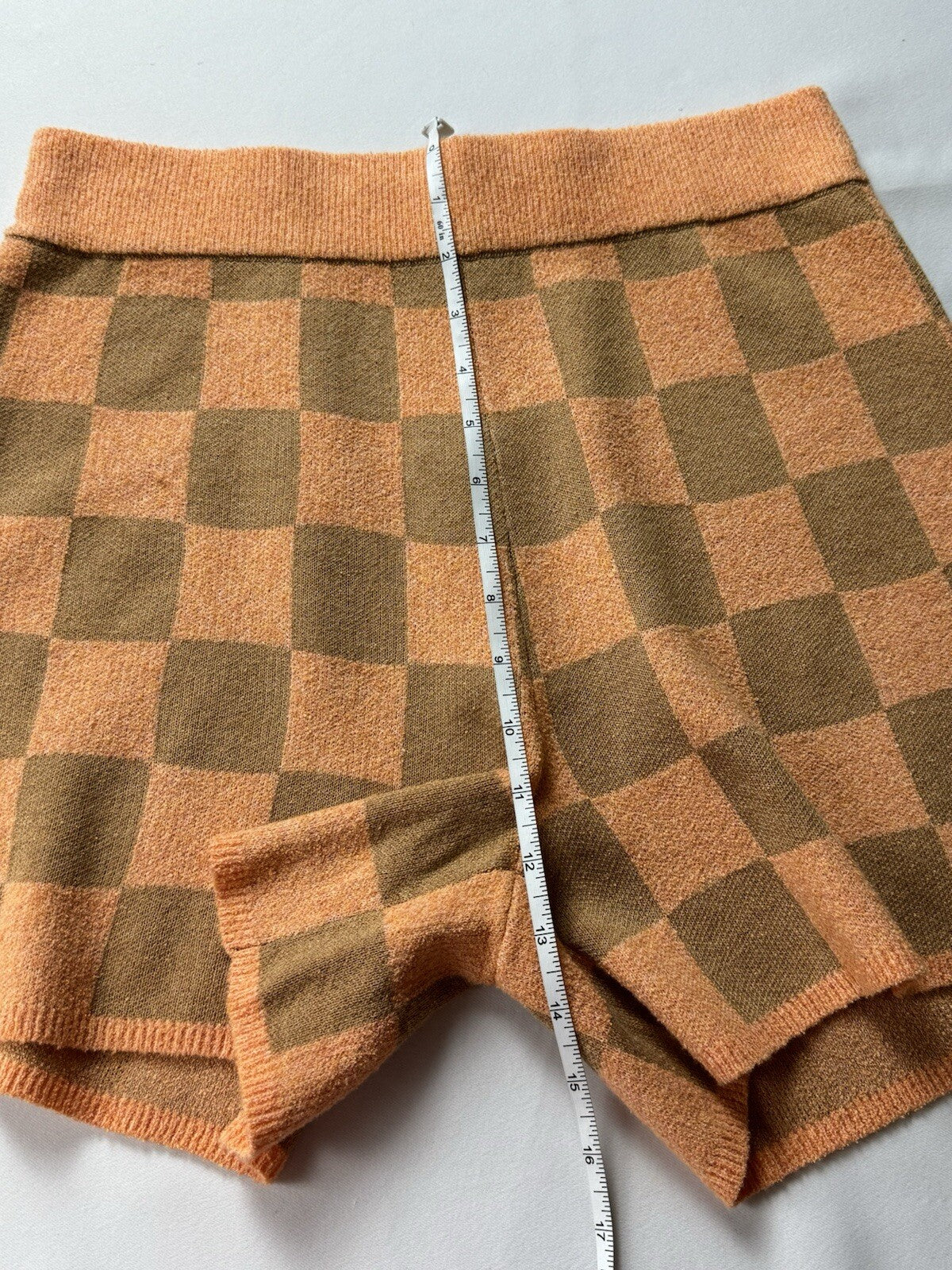 $118 UGG Women’s Maliah Sweater Shorts Orange Brown Checked Sz S. (B.103)
