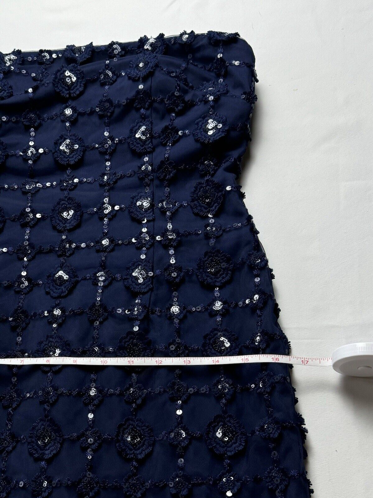 Karl Lagerfeld Navy Sequin Strapless Dress In Size 4. (04)