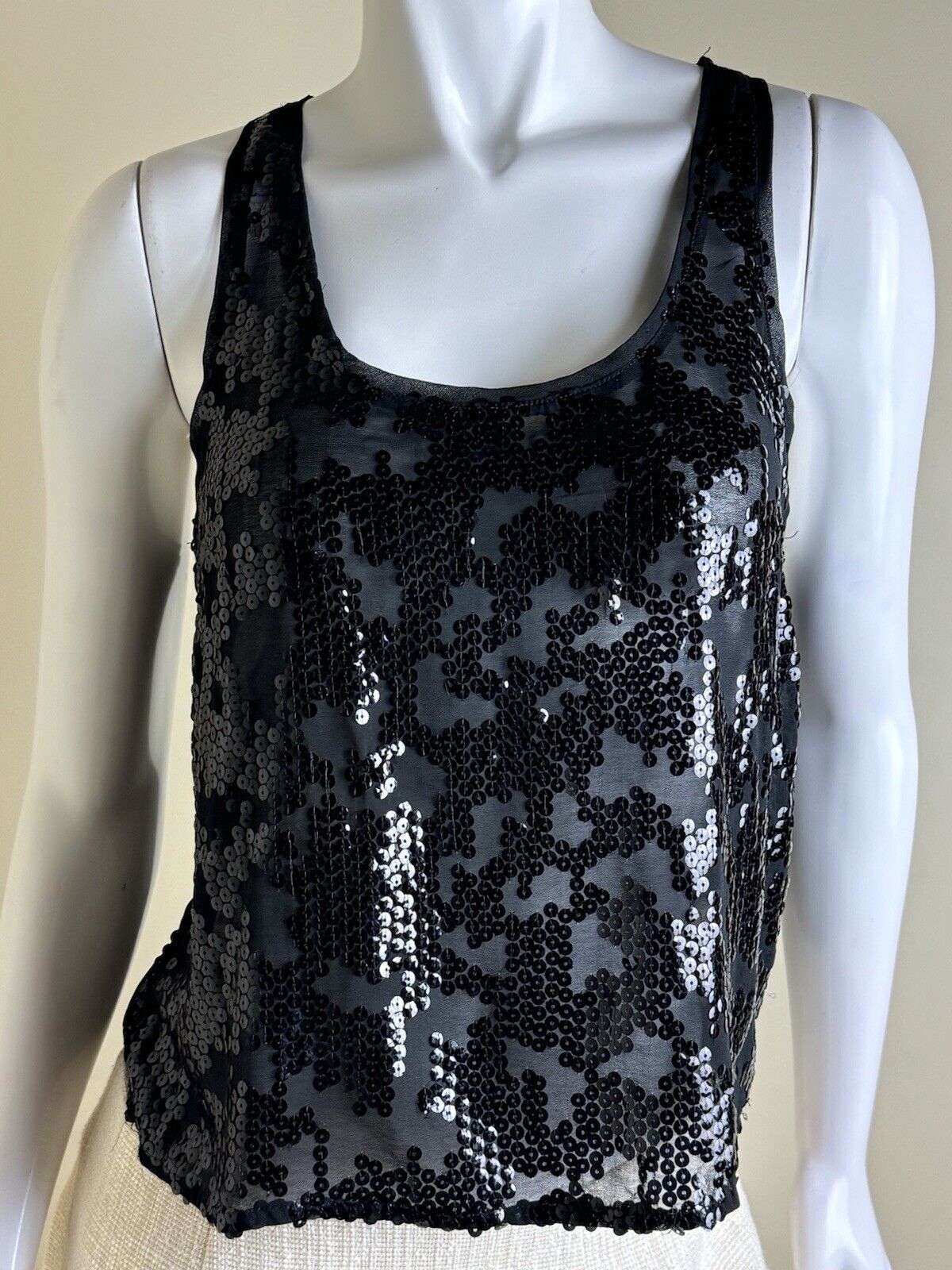 House of Harlow 1960 Tank Top Size L Sequined Black (B.84)