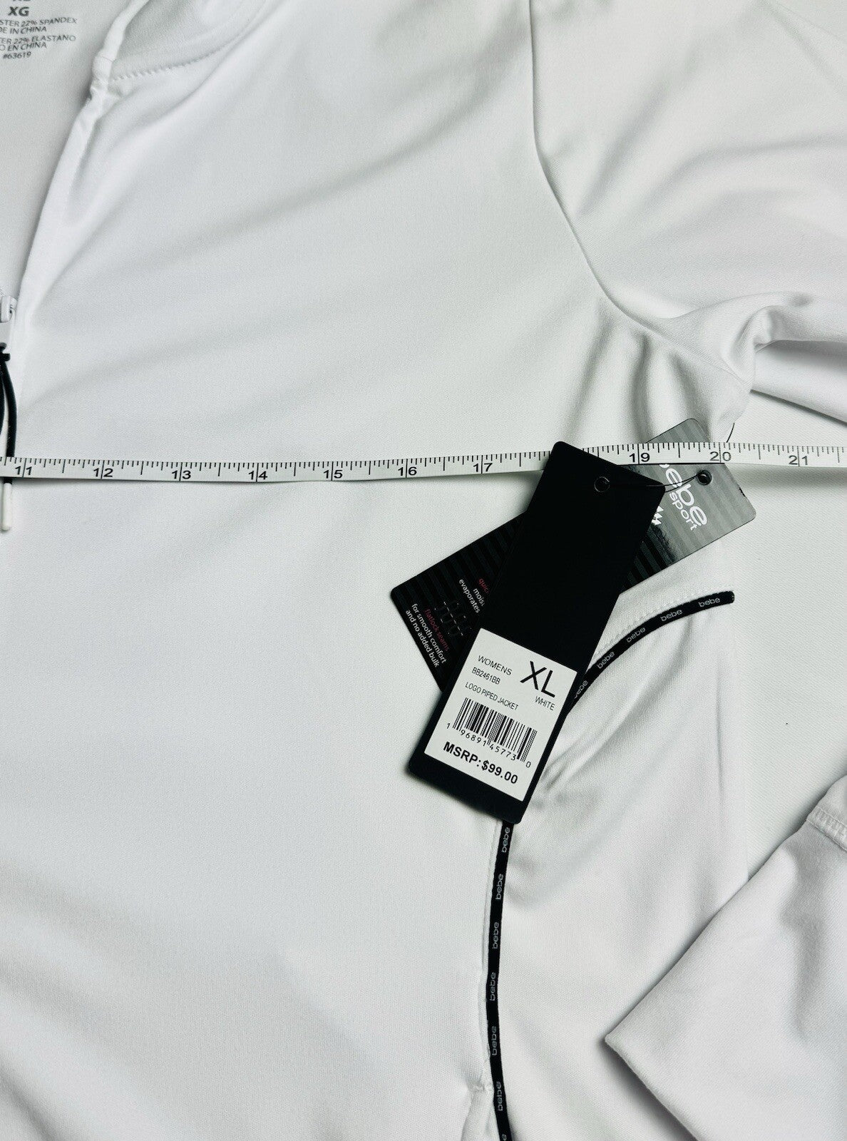 $99 Bebe Women’s Full Zip White Jacket Sz XL. (B.113)