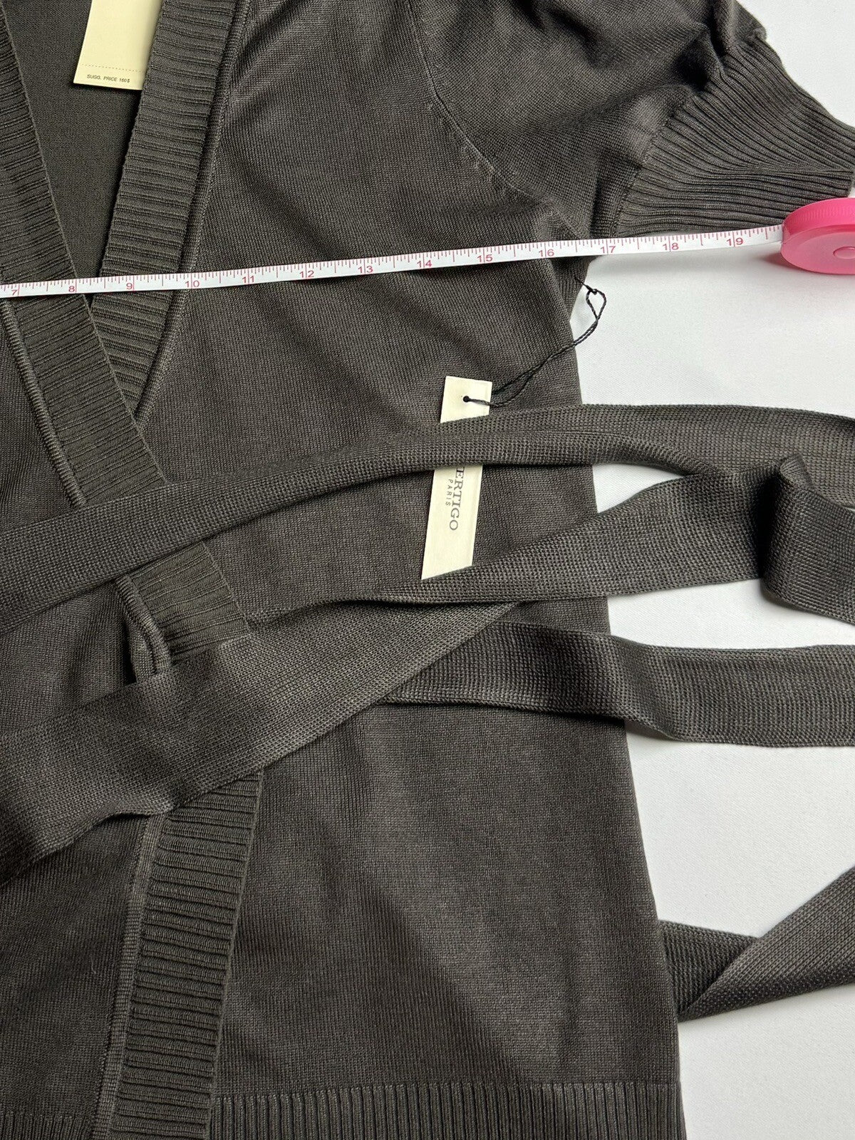 $160 Vertigo Paris Women’s Cardigan Sz M Brown Short Sleeve (B.58)