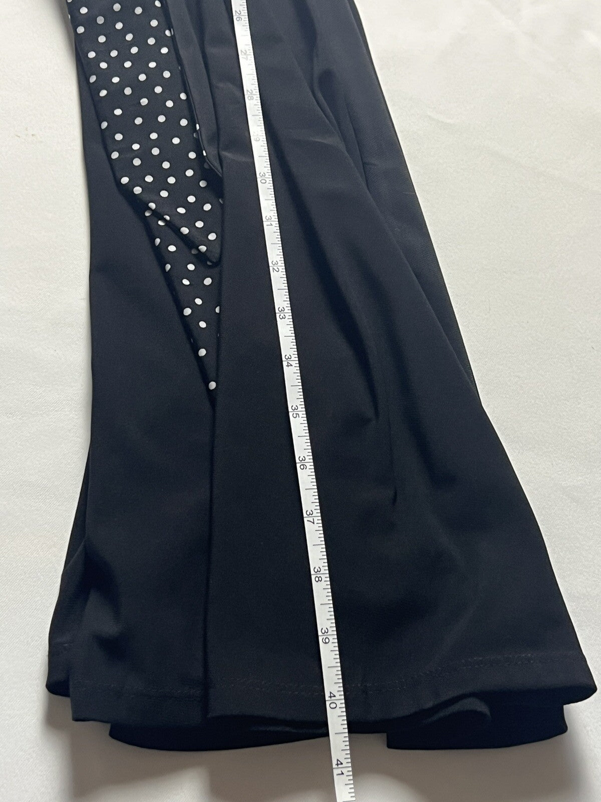 Chetta B BLACK w/Polka Dots Tie Waist Dress Sz XL (9)